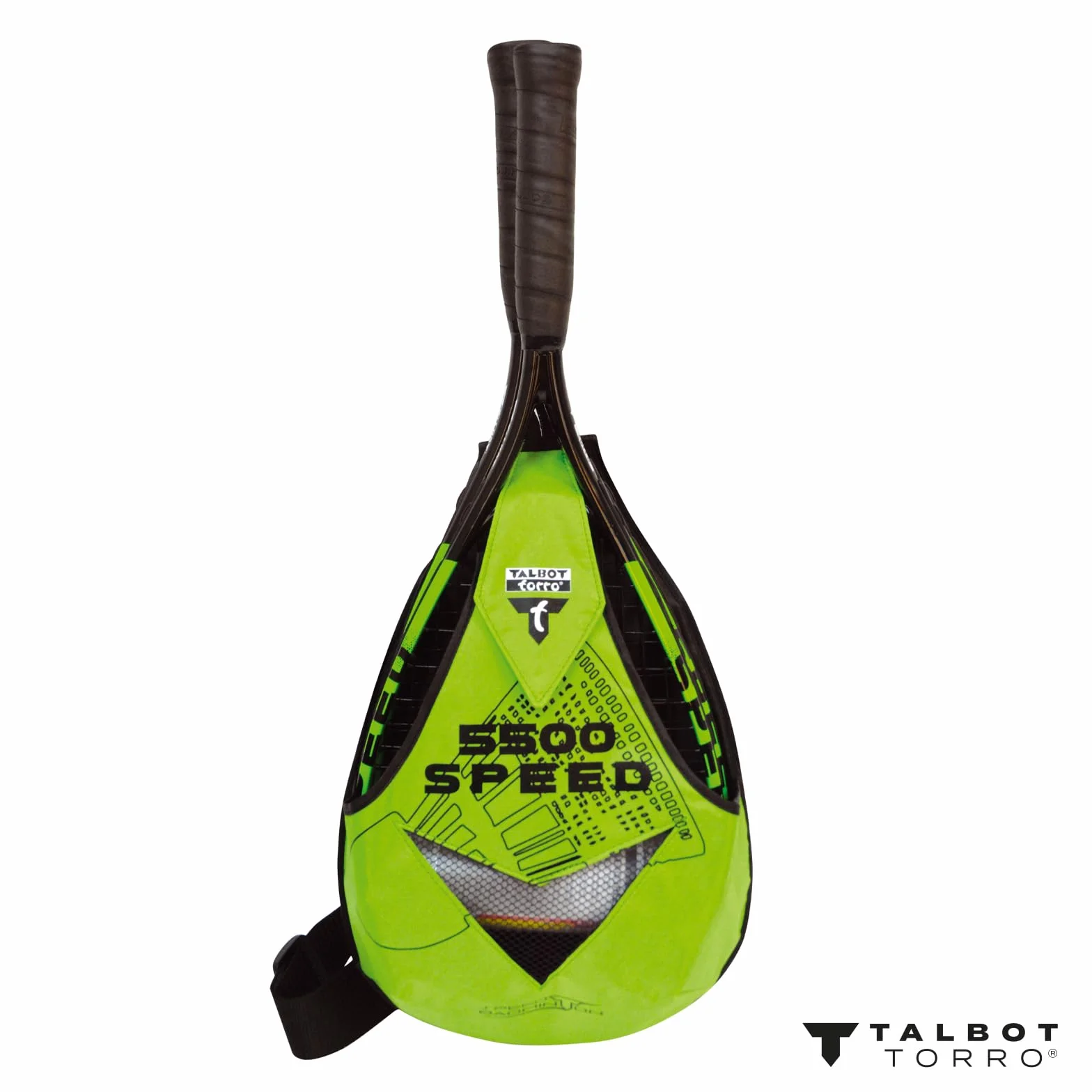 Talbot Torro Speed 5500 Juego de Bádminton 2 Raquetas Aluminio 56,5 cm 6 Pelotas Resistentes al Viento Mochila
