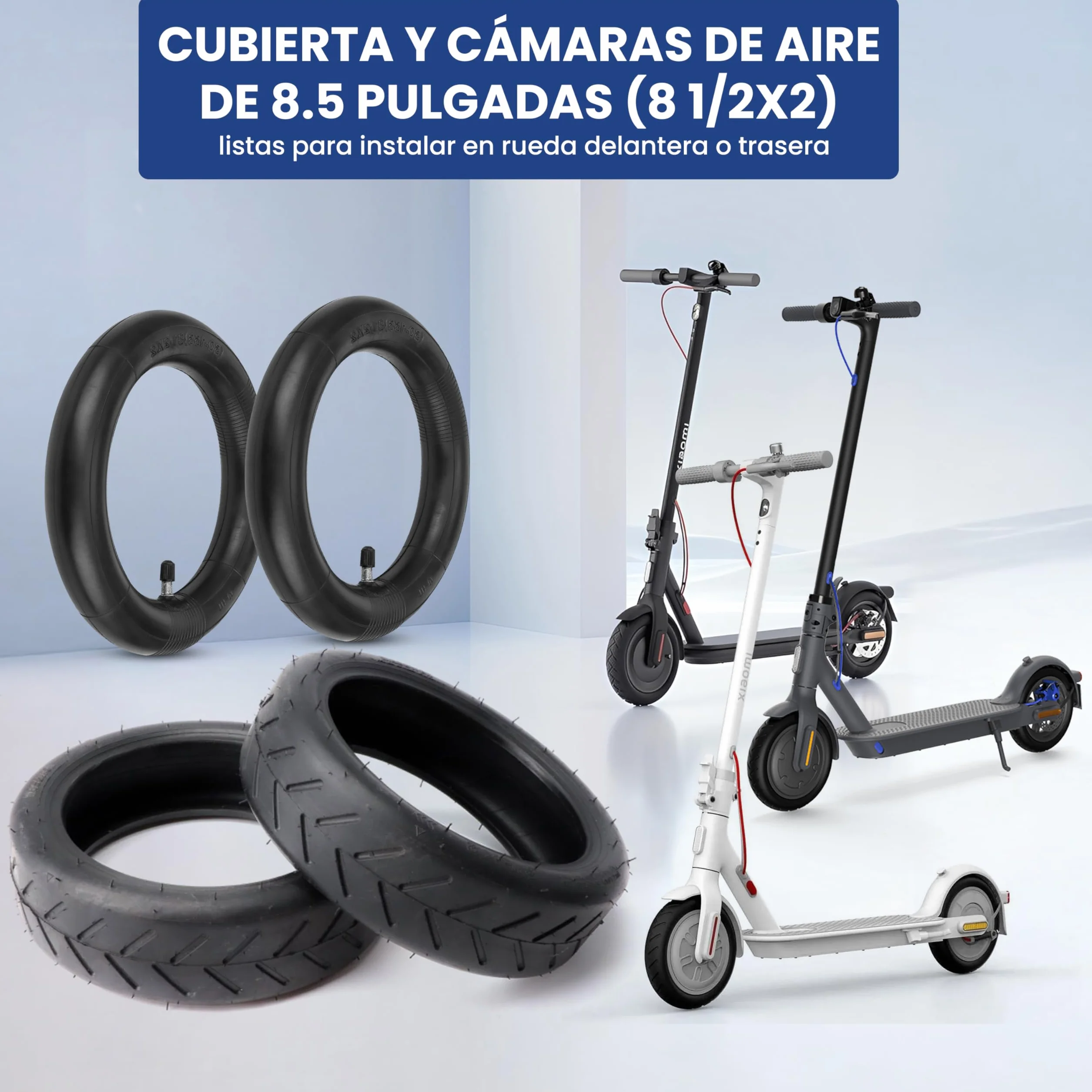 ANSENI Cubierta y Cámaras de Aire 8.5 Pulgadas Neumático 50/75-6.1 Ruedas Compatible Xiaomi M365 Pro2
