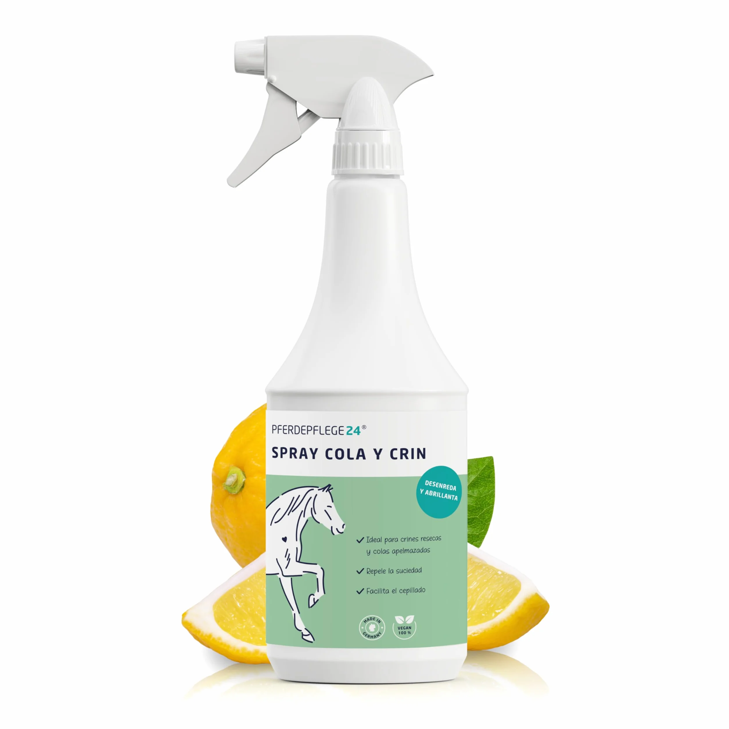 PFERDEPFLEGE24 Spray Abrillantador y Desenredante para Cola y Crin de Caballos - 500ml y 1L - Brillo Intenso, Facilidad para Peinar y para un Pelaje Saludable - Desenredante para caballos