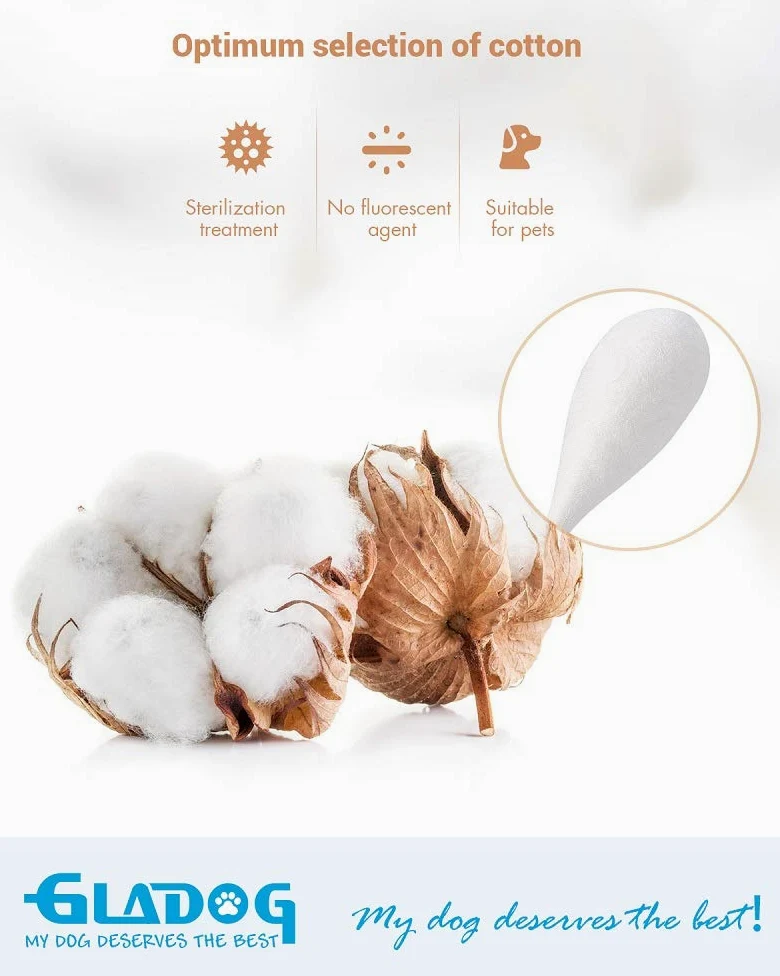 GLADOG Bastoncillos de algodón Profesionales Grandes de 6 Pulgadas para Perros, Especialmente diseñados con Mango de Madera, Grandes Significa Seguros