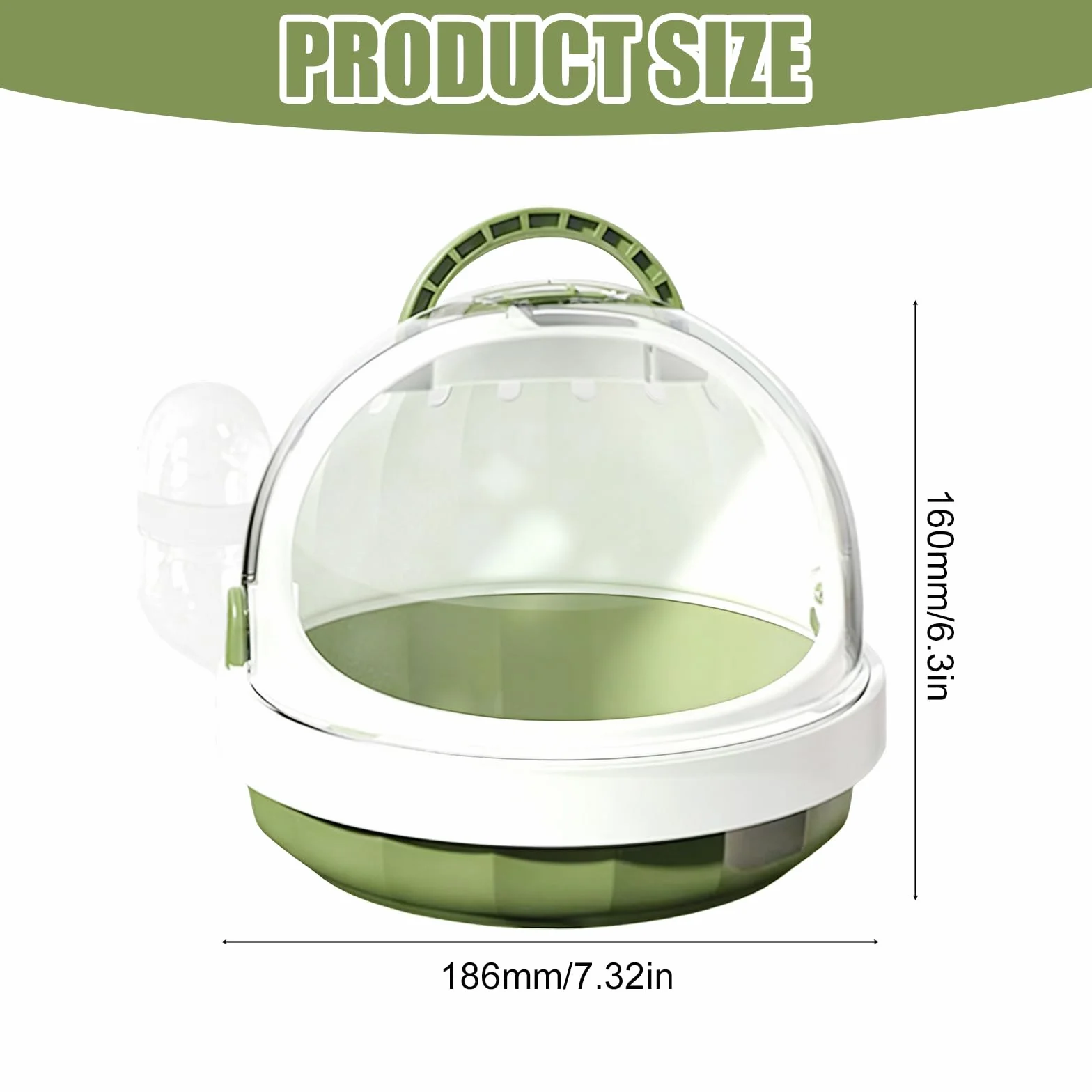 Transportín para hámster con botella de agua, 18,6 x 18,6 x 16 cm, caja de transporte portátil para animales pequeños, hámster con rejillas de ventilación, caja de viaje, jaula de transporte para