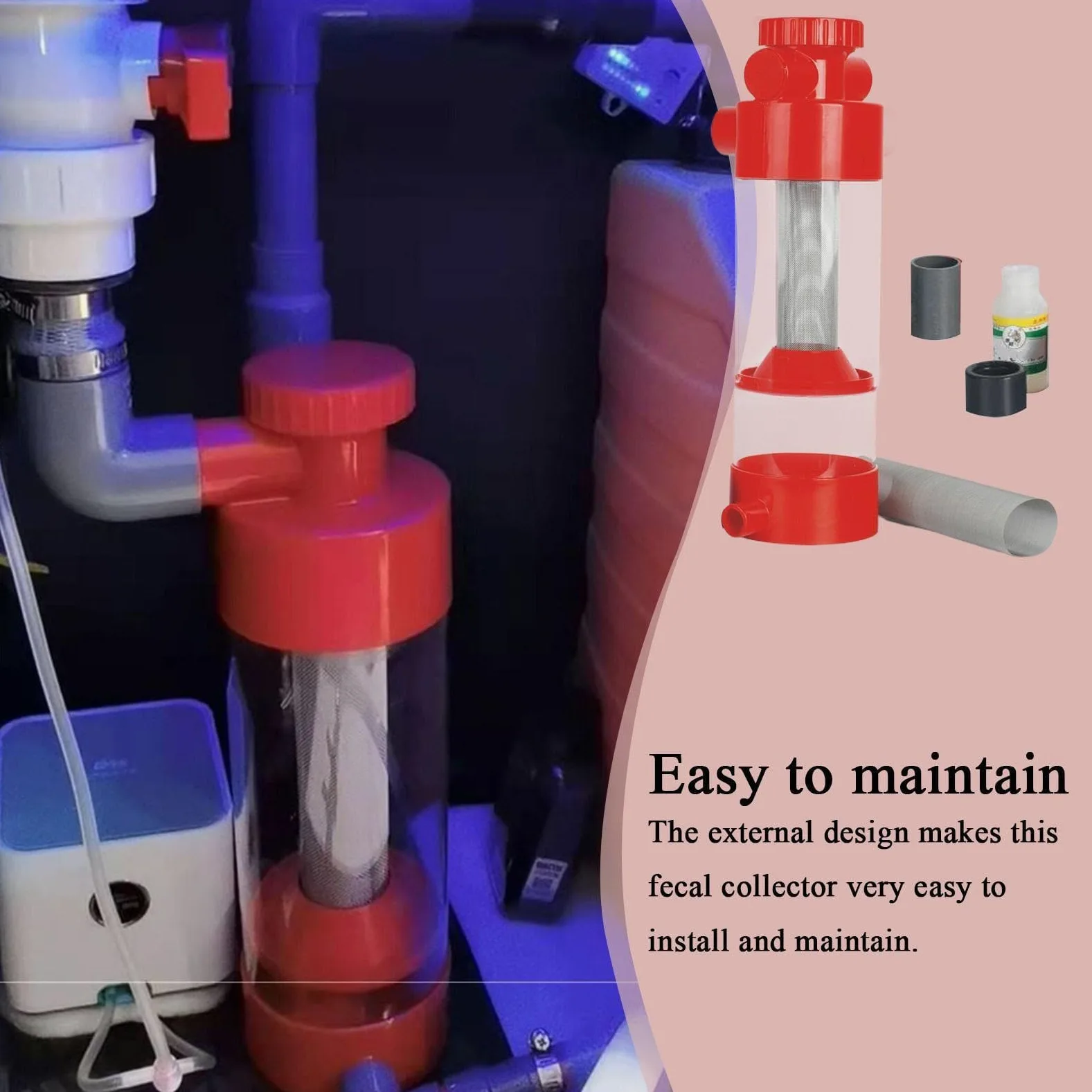 Colector de desechos de peceras, Separador de Limpieza Externo de acuarios con Filtro de Malla de Acero Inoxidable, Herramienta de eliminación de sedimentos para Tanques de cría de camarones Betta
