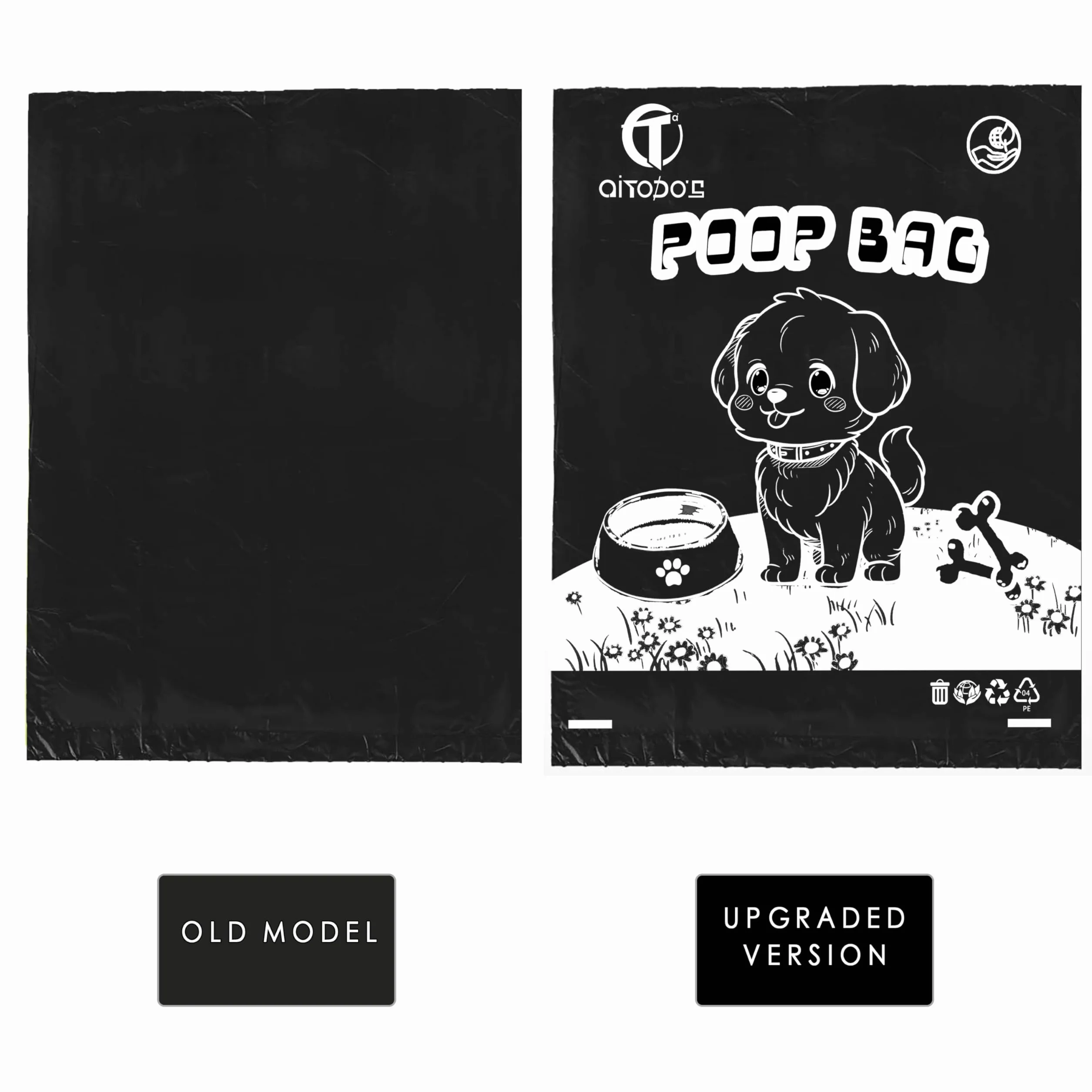 AiTodos® 600PCS Bolsas Caca Perro, Negro - Bolsas Excrementos Perros - Adecuado Salir de Casa, 31 * 22CM, Polietileno-Material, Portátil (40 Rollos, 15 por Rollo) -Poop Bags