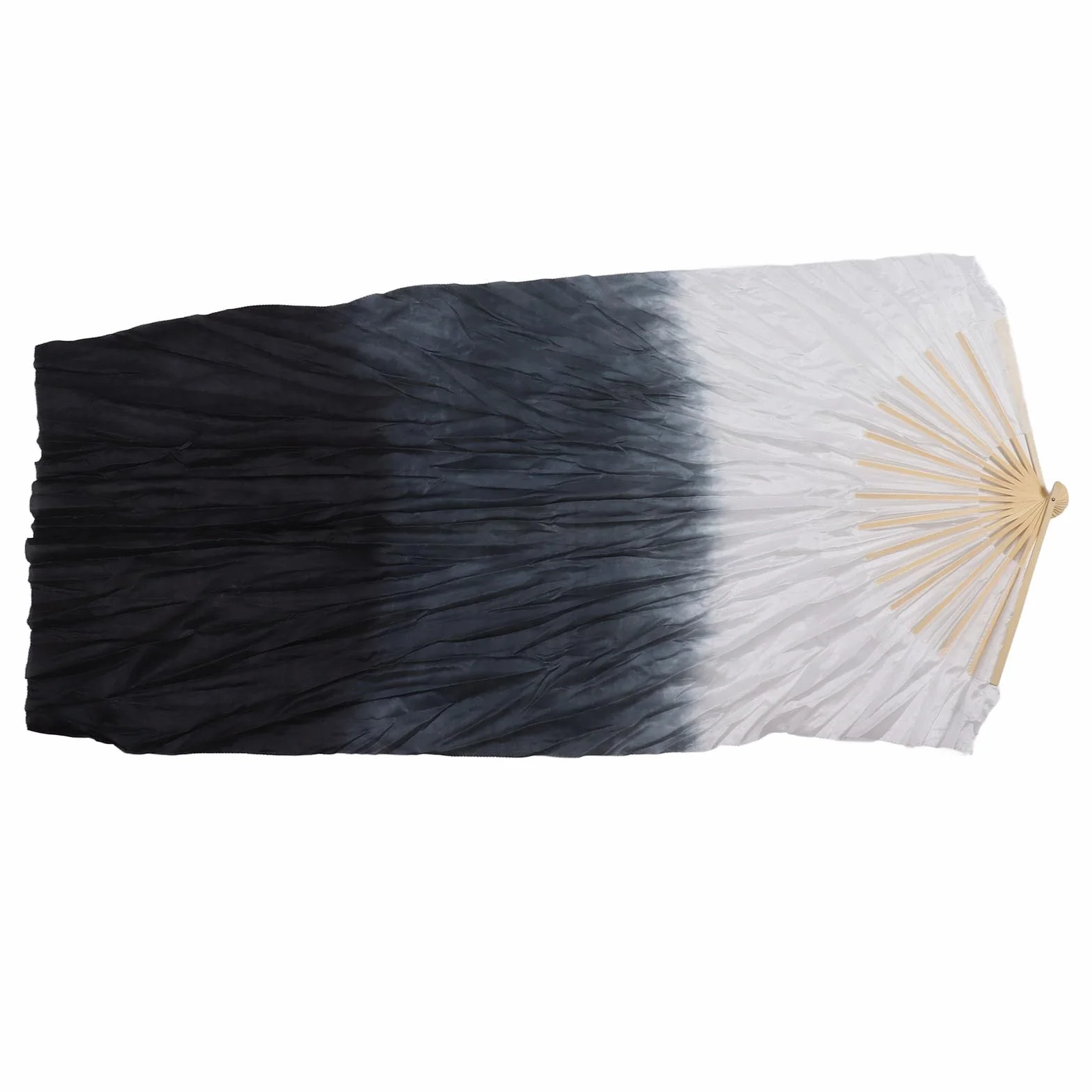 Abanicos para Danza del Vientre de 1,5M, Seda Sintética, Gris y Negro