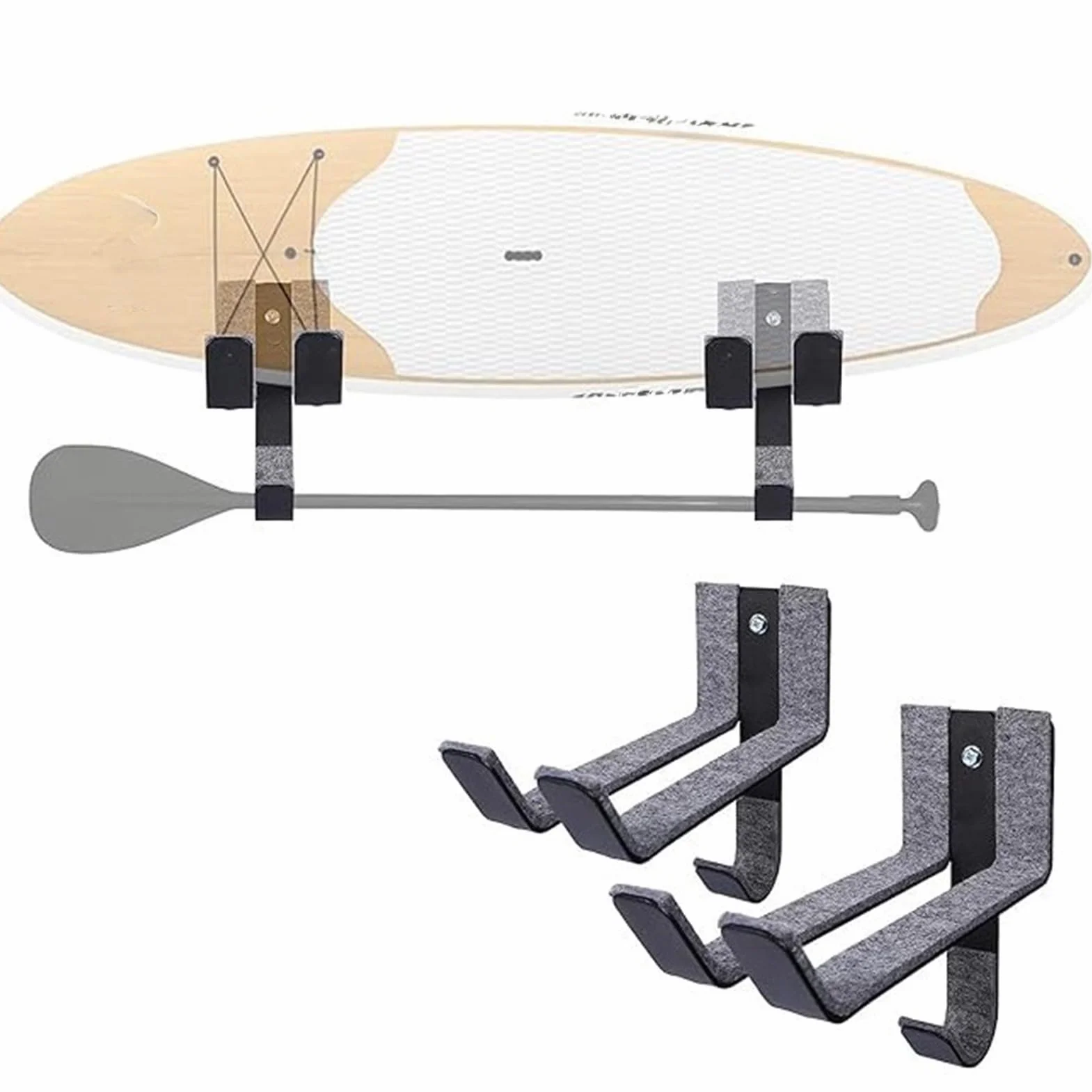 Colgador para Tabla de Surf Soporte de Pared Recubierto de Fieltro