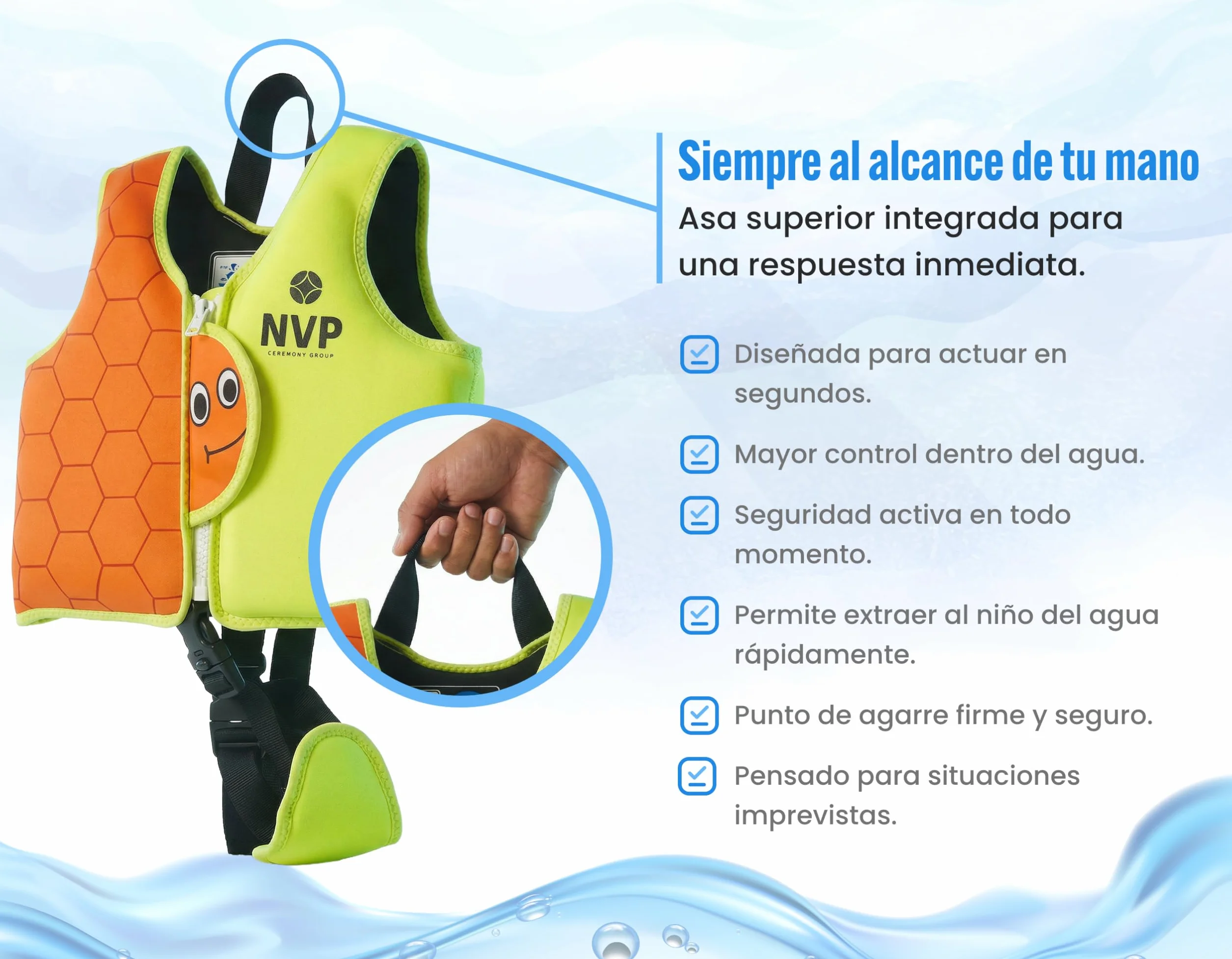 Chaleco de Natación Infantil de Neopreno NVP para Bebés y Niños 1-6 Años - Chaleco Flotador Ajustable con 8 Paneles de Flotación
