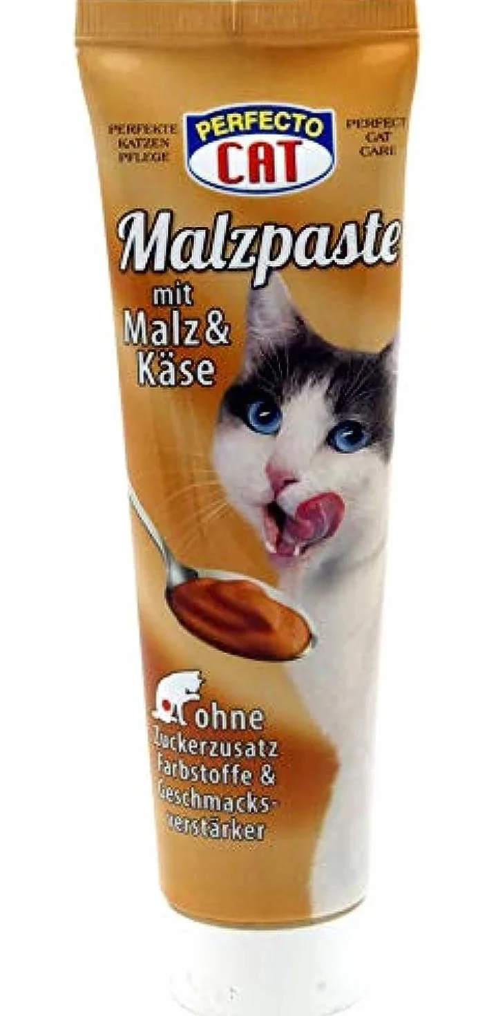 Cat Pasta de Malta con Queso | 100 g | Alimento complementario para Gatos | Crema de recompensa con Malta, Queso & Efecto Anti-Bolas de Pelo | En Tubo práctico