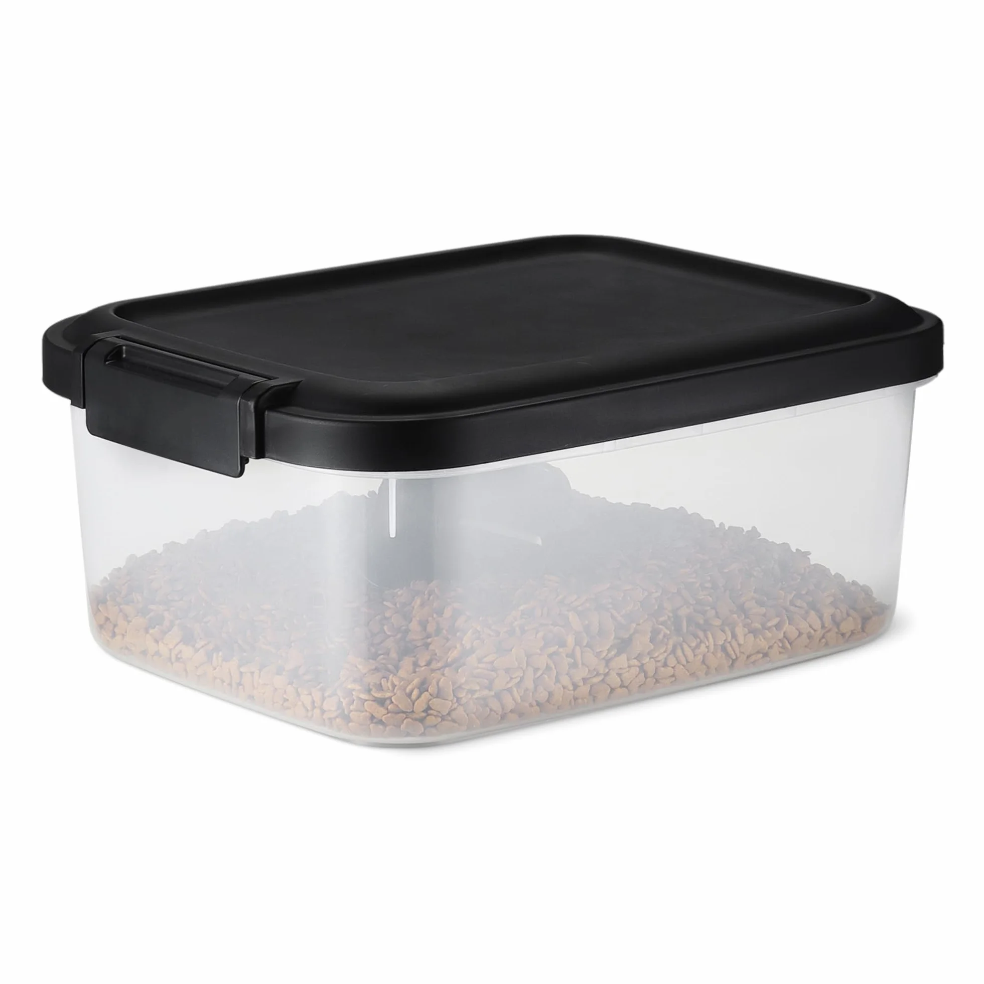 Amazon Basics - Contenedor de Almacenamiento de Alimentos para Mascotas, 4.5 kg,Transparente y Negro