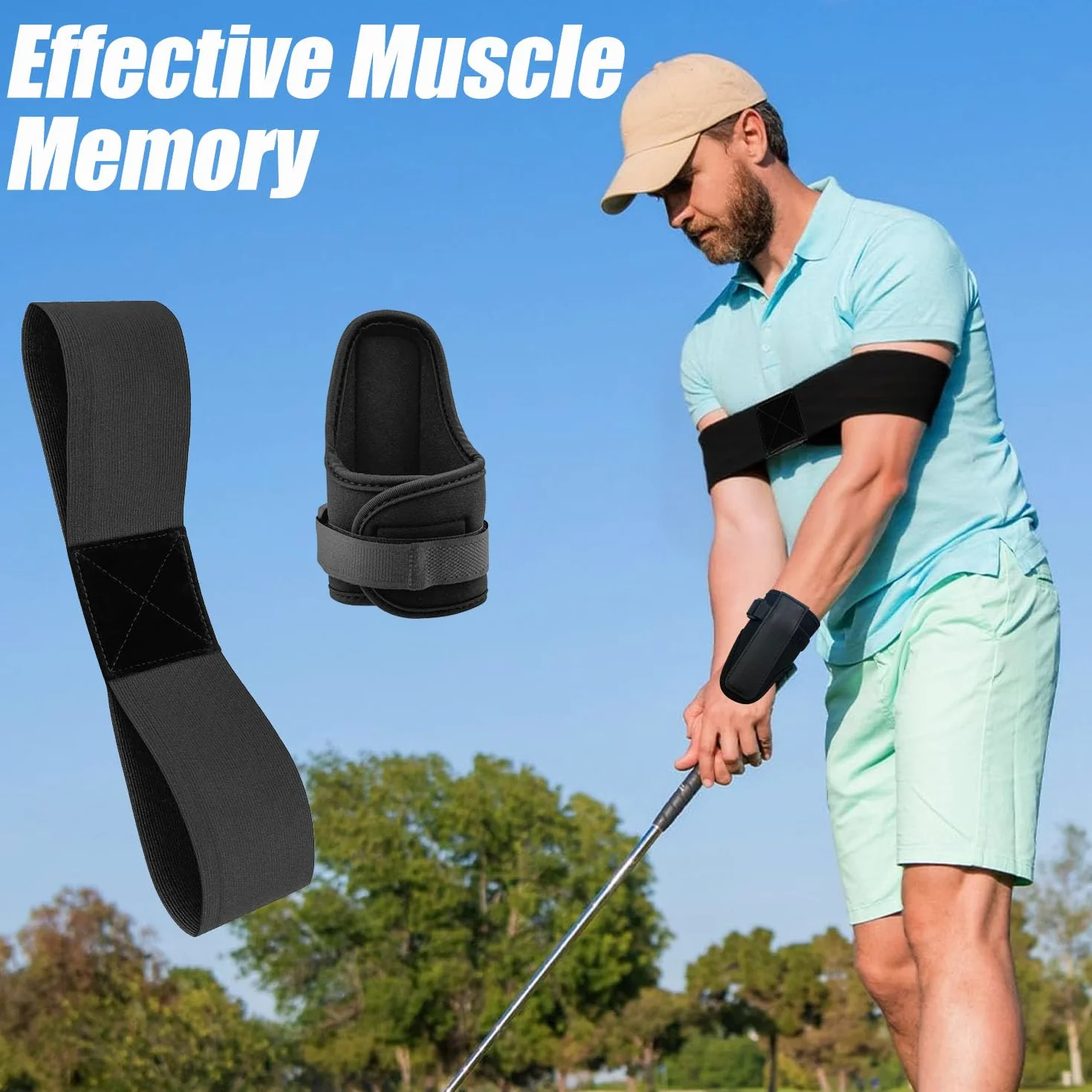 Golf Swing Trainer, Wrist Correction & Arm Band Set for Beginners