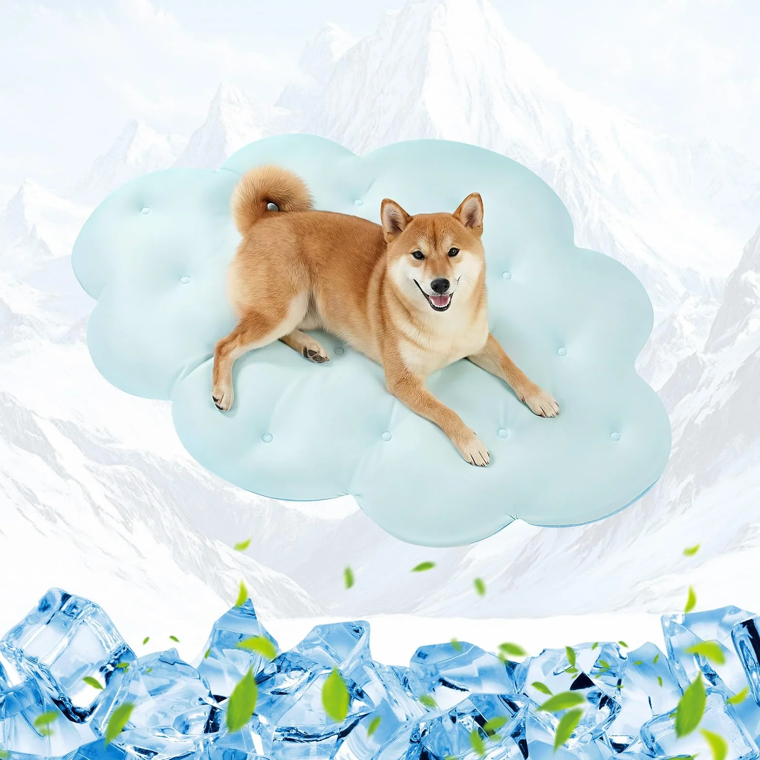 Alfombrilla Refrescante para Perros 120 × 90 cm Grande, Q-MAX>0,4 Esterilla Auto-Refrigerante, Doble Cara Frío & Cálido para Verano Jaula, Lavable, Cama Fresca Gatos, Sin Gel, Azul Cielo