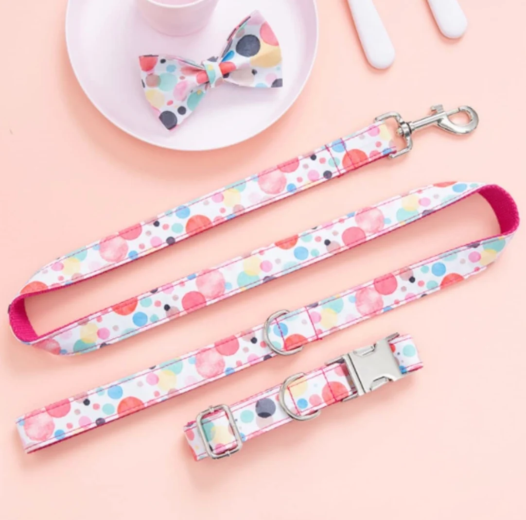 Correa Perro Correr Bubble Pet Collar Leash Bow Set Poliéster Bowtie Correa Cómodo Antideslizantes Reforzada(49-55cm)