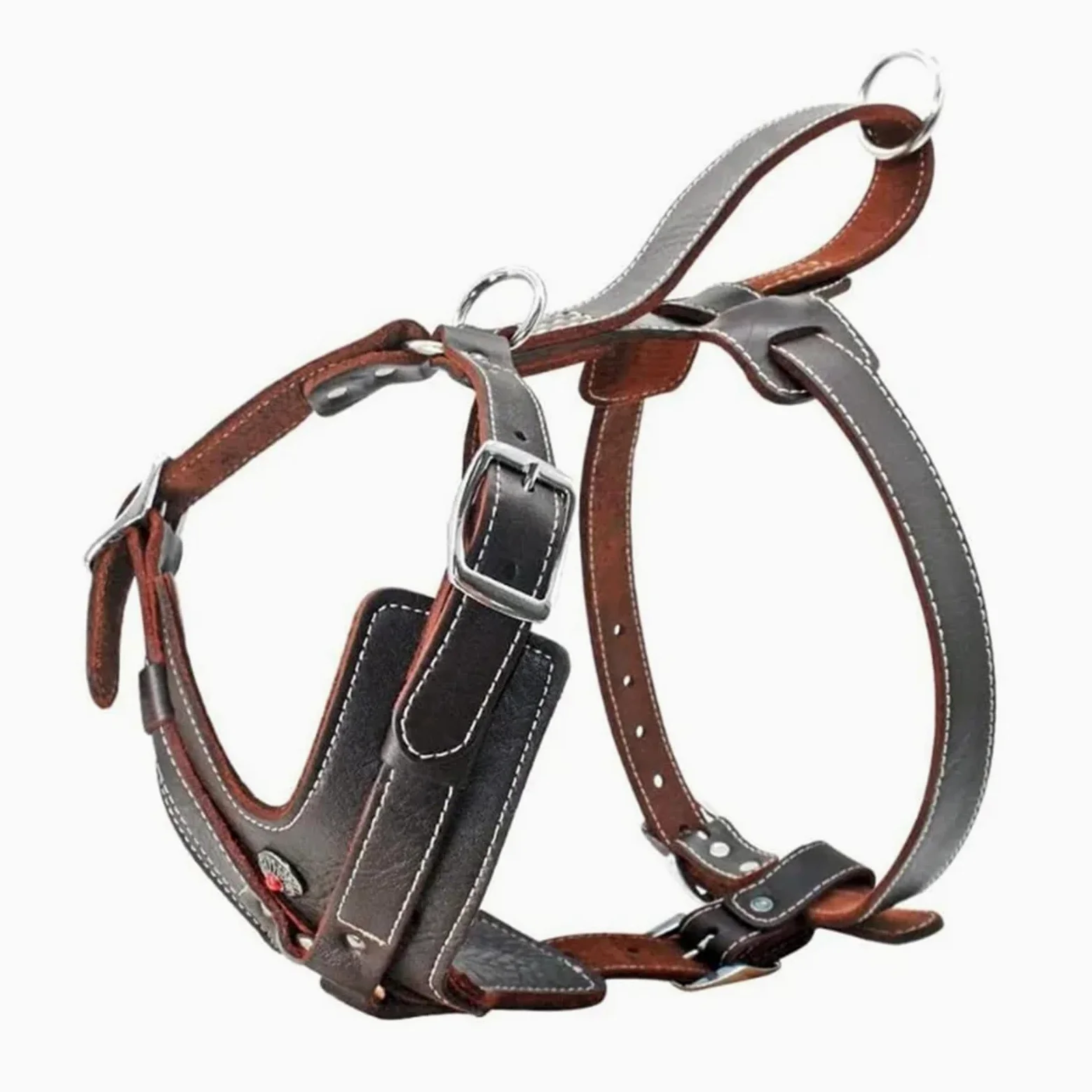 Durable Arnés del Perro Perros Grandes Arneses De Cuero Genuino Chaleco De Adiestramiento con Asa De Control Rápido para Labrador Pitbull(Size:L)