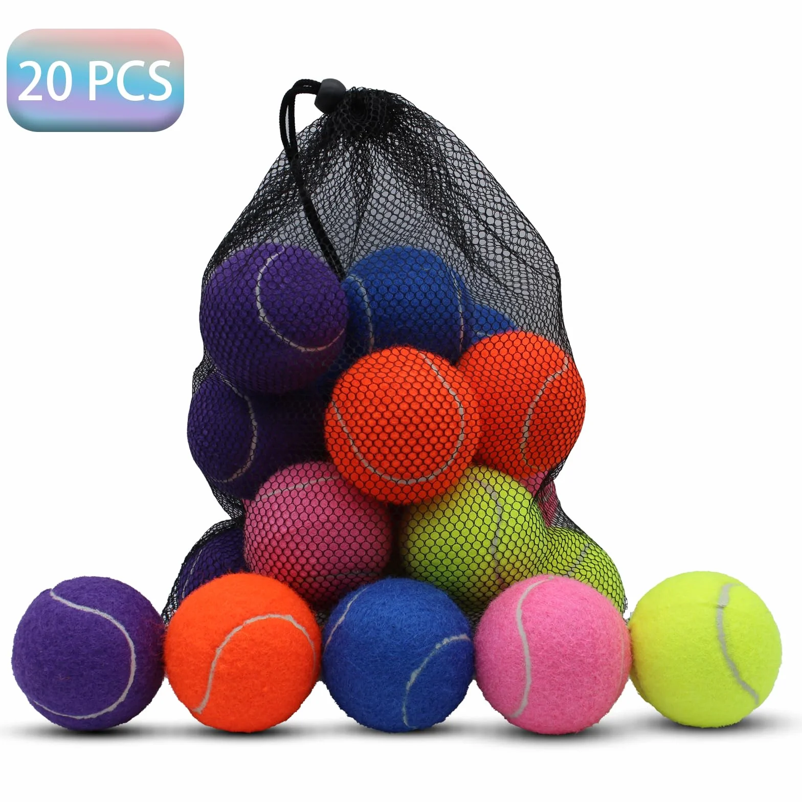 SHYUJAJIE 20 Pelotas de Tenis de Entrenamiento, Alta Elasticidad para Principiantes, Perros y Mascotas