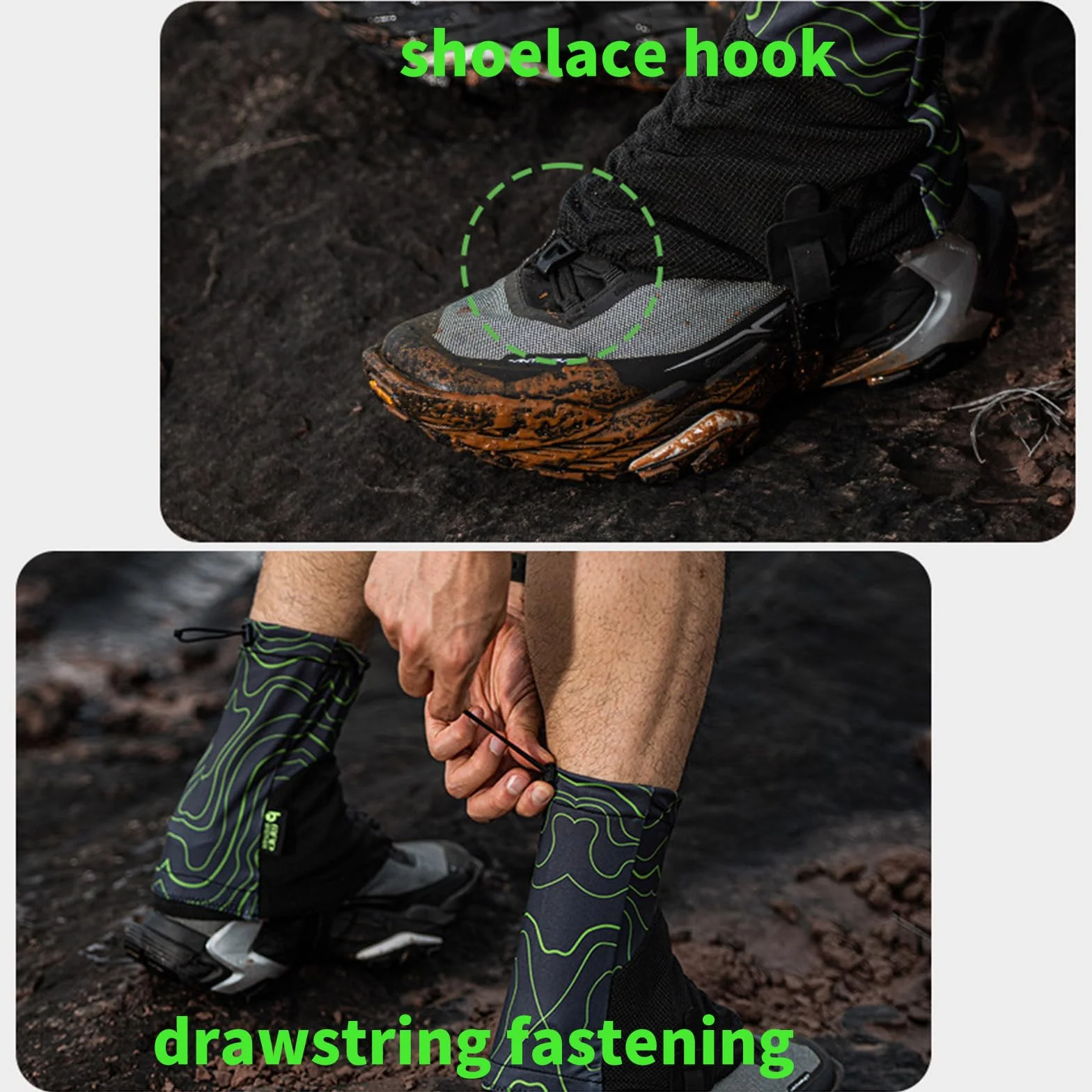 Polainas Trail Low Gaiters impermeables transpirables running senderismo ajuste seguro antideslizante