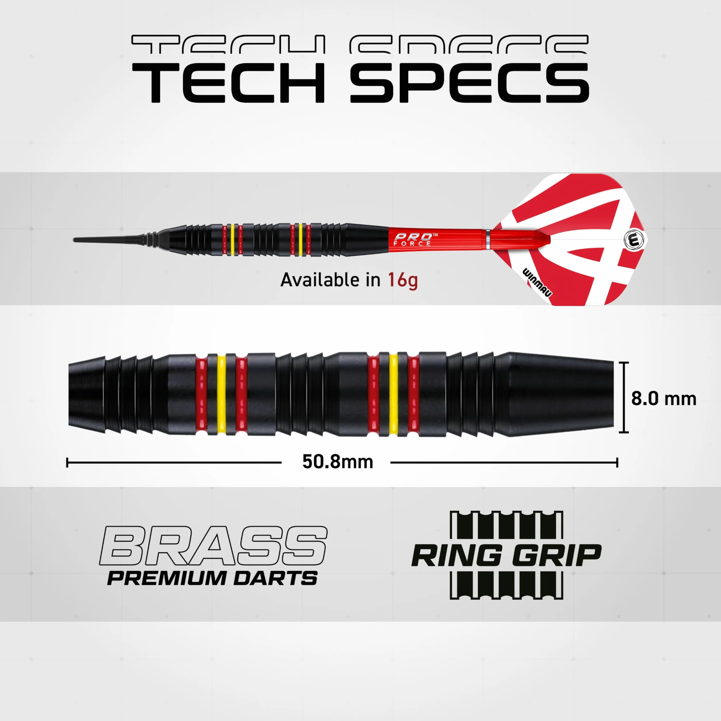WINMAU Outrage Set de Dardos de Latón Softip 18 Gramos