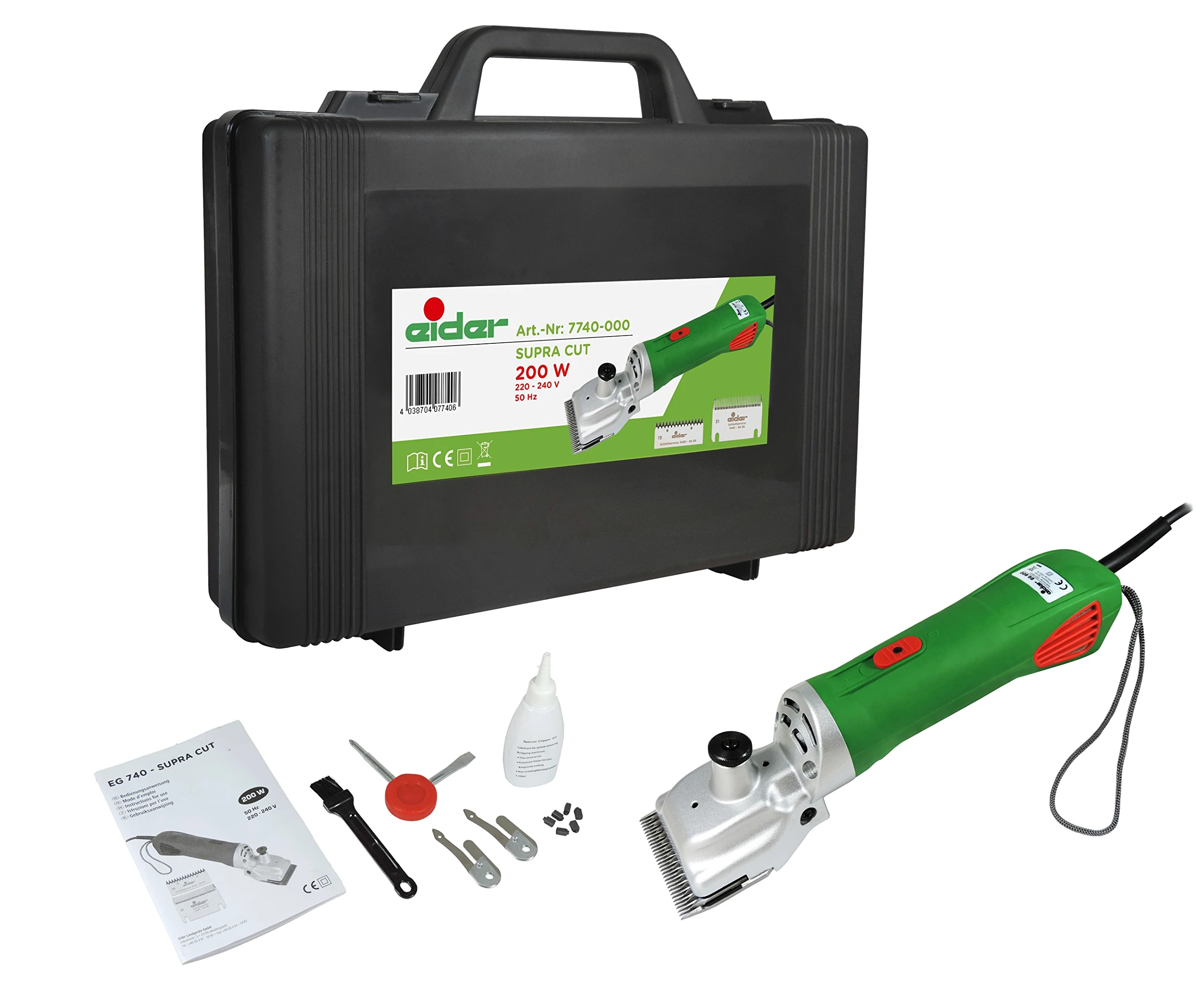 Esquiladora para caballos koll Living KL740 – de gran calidad diseñado – Solo 1,20 kg difícil – Extra Silencioso y laufruhig – Incluye cabezal Cuchillo fabricado en Alemania.