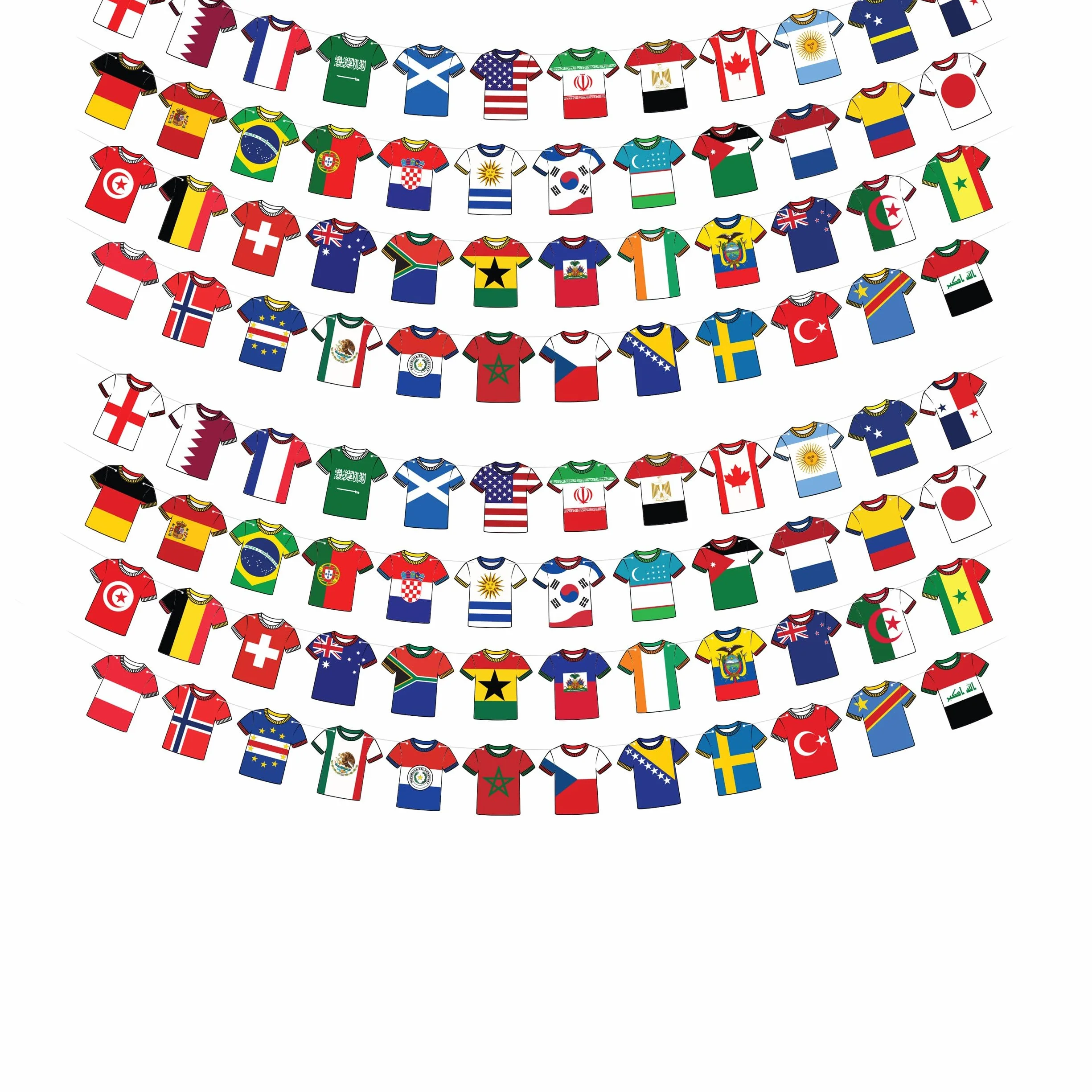 Banderines reutilizables Copa del Mundo 2026 2 unidades 48 equipos decoración fútbol pancarta de papel