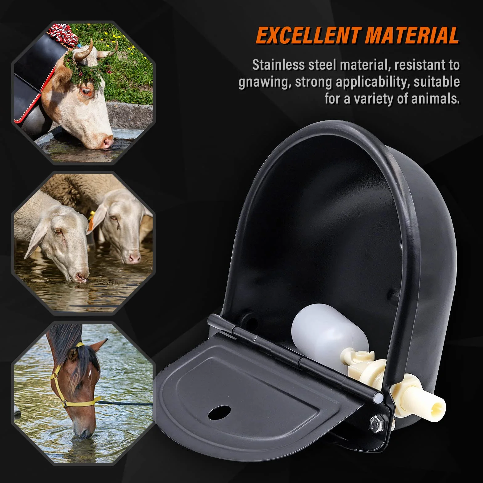 Bebederos AutomáTicos para Caballos, Bebederos de Acero Inoxidable Para Caballos, Bebederos Para Ganado con VáLvulas de Flotador Para Caballos Ganado Vacuno Ovejas Camellos Perros