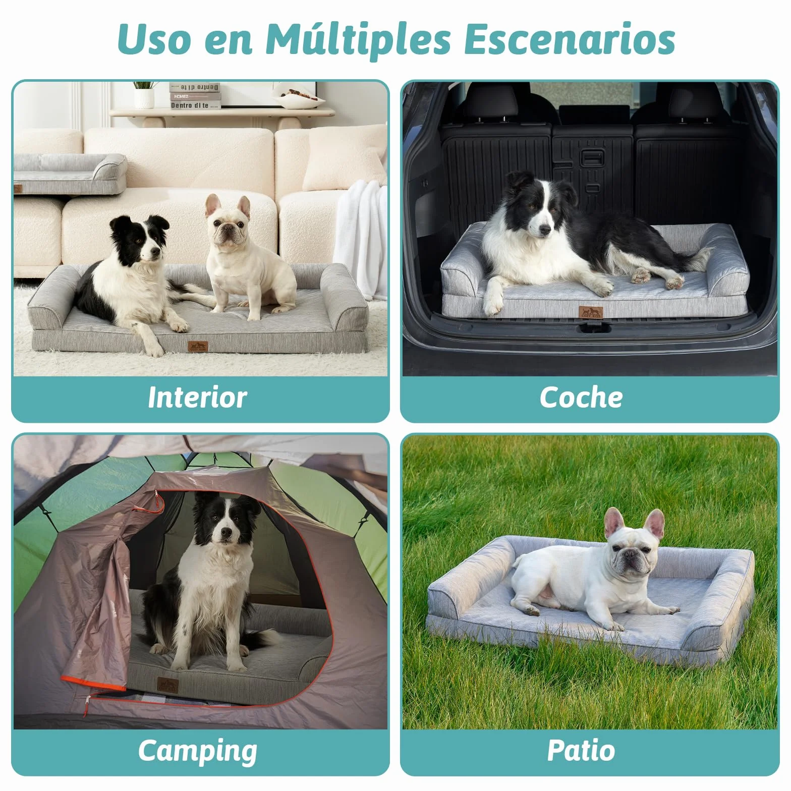 COZY KISS Cama Refrigerante Ortopédica para Perros Talla XL 107x76x18 cm - Sofá Ergonomico para Perros con Funda Desenfundable y Lavable & Espuma de Alvéolos, Impermeable, Gris Plateado, XL
