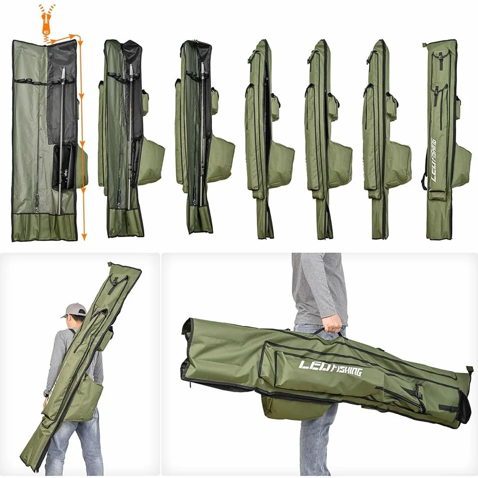Bolsa de transporte para caña de pescar 1,75m 1,95m resistente al agua 1000D Oxford