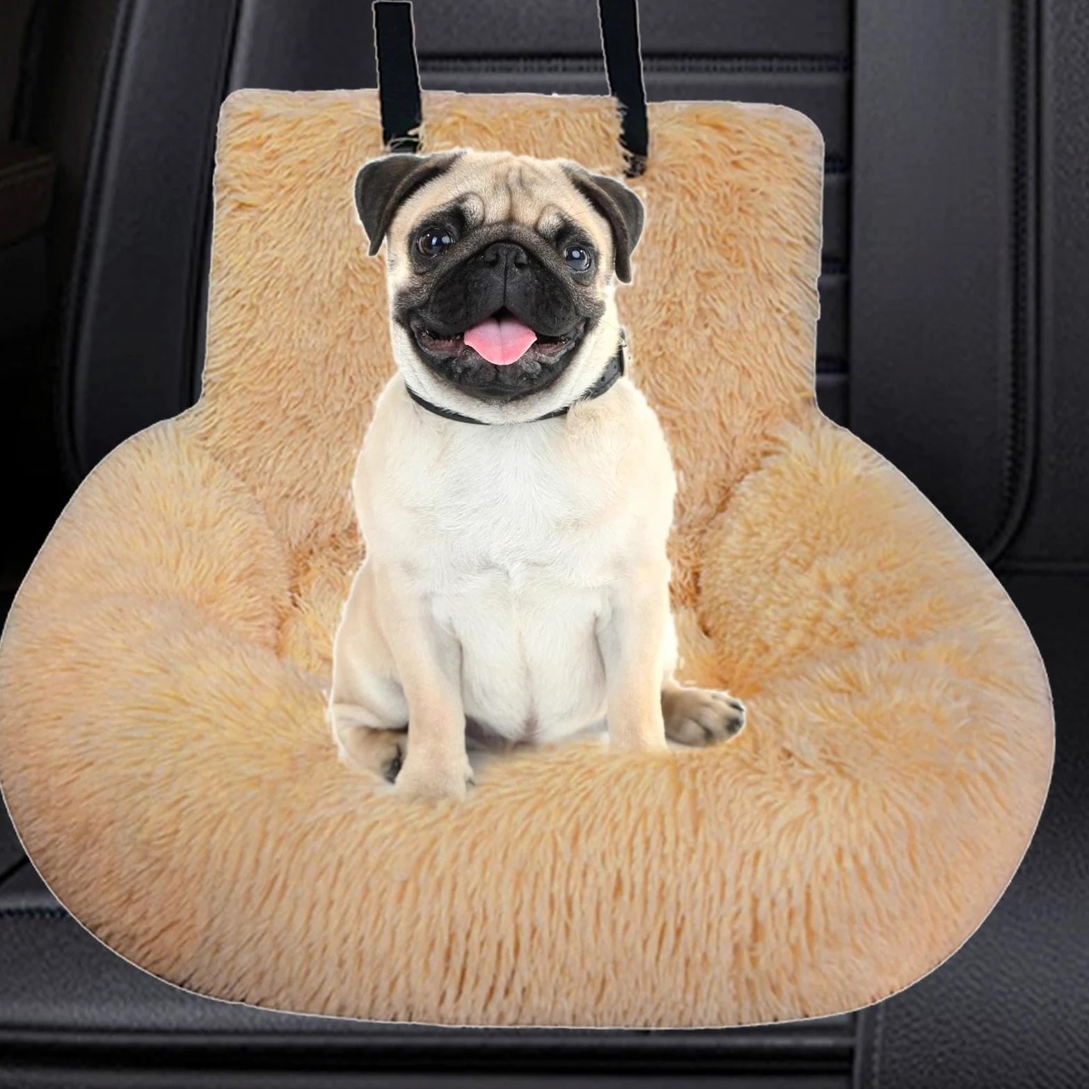Asiento de coche de seguridad para perros, cama de viaje para perros para | Cama lavable para asiento de coche para perros de felpa,