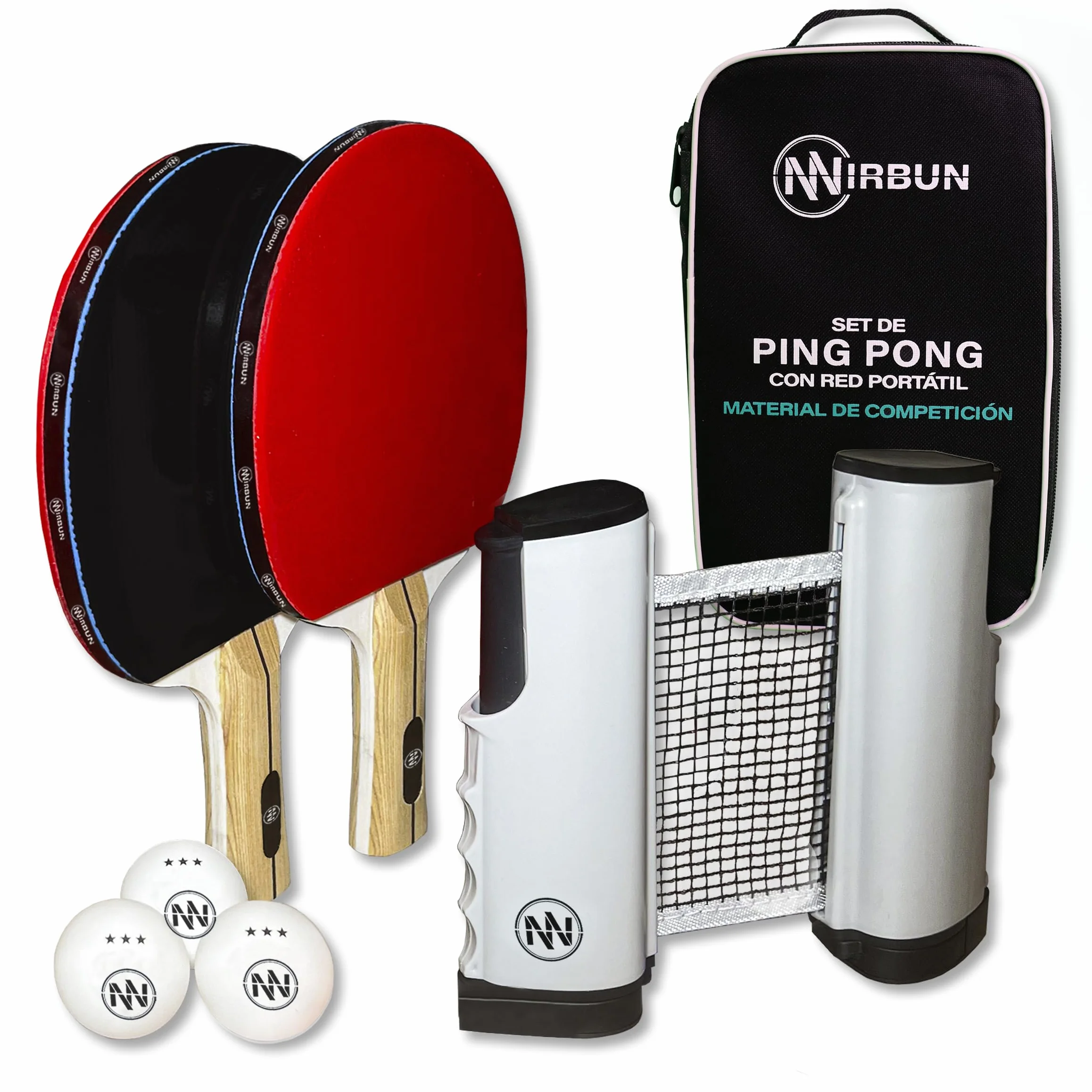 Set Ping Pong Profesional Red Extensible Palas Pelotas 3 Estrellas Portátil