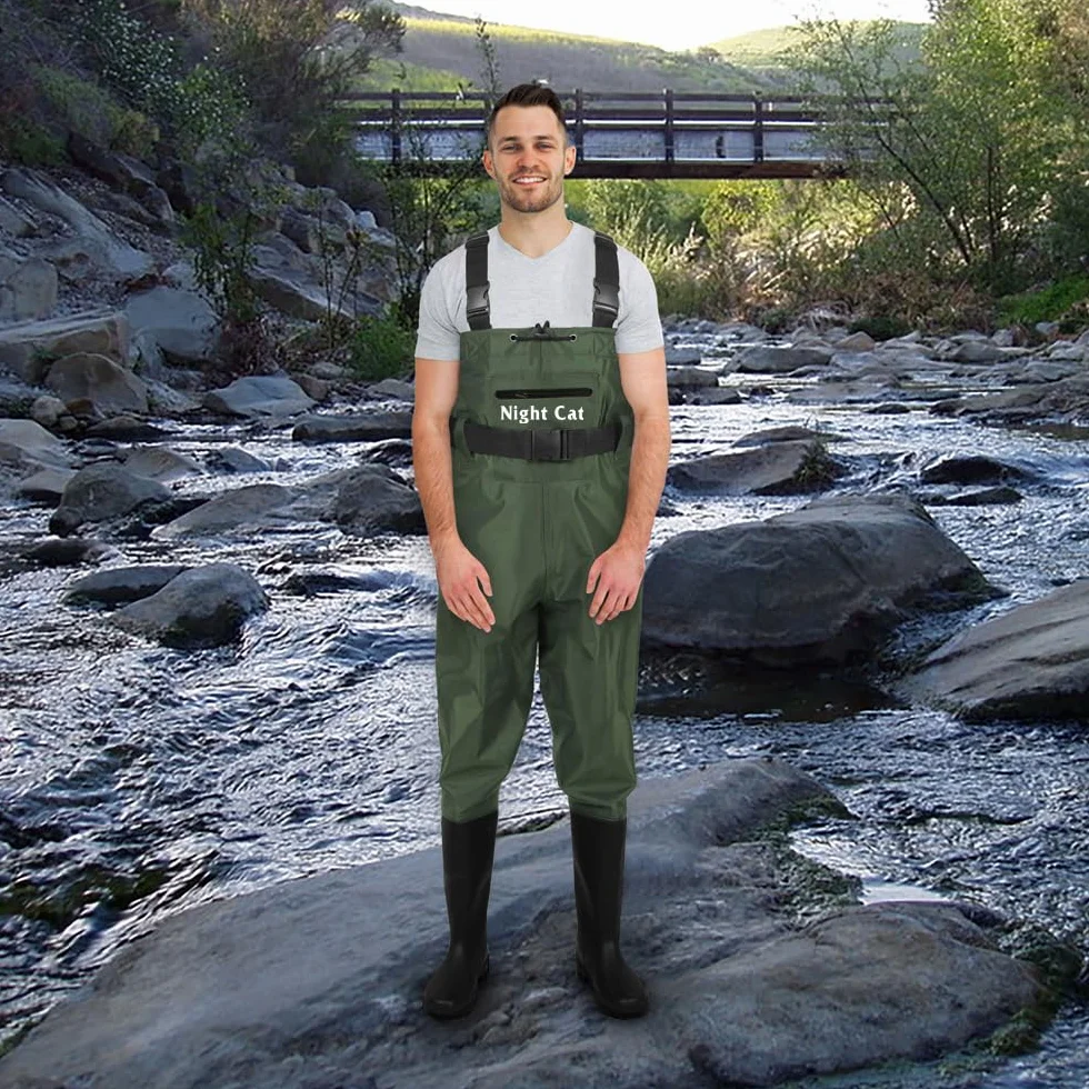 Night Cat Vadeadores de Pesca Impermeables Transpirables para Hombres y Mujeres, 1 Talla Más Grande