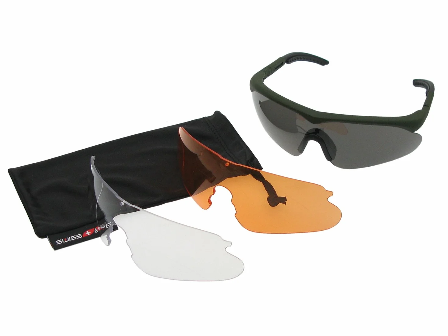 Swiss Eye Raptor Gafas de Seguridad Marco Goma Verde 3 Vasos Antivaho Antiarañazos