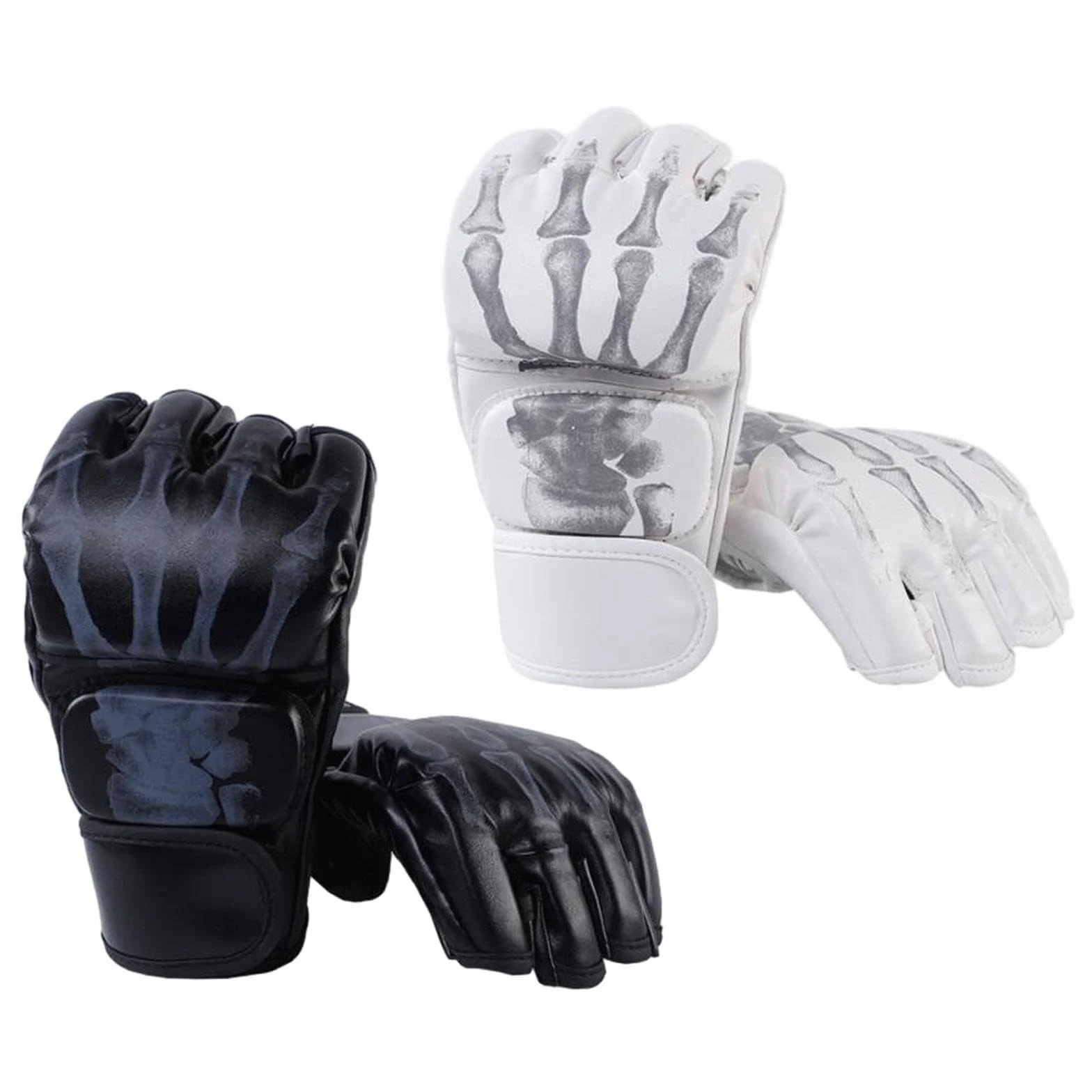 Guantes MMA Kickboxing Medio a Prueba de Golpes con Palma Abierta para Boxeo Lucha Artes Marciales 2 Pares