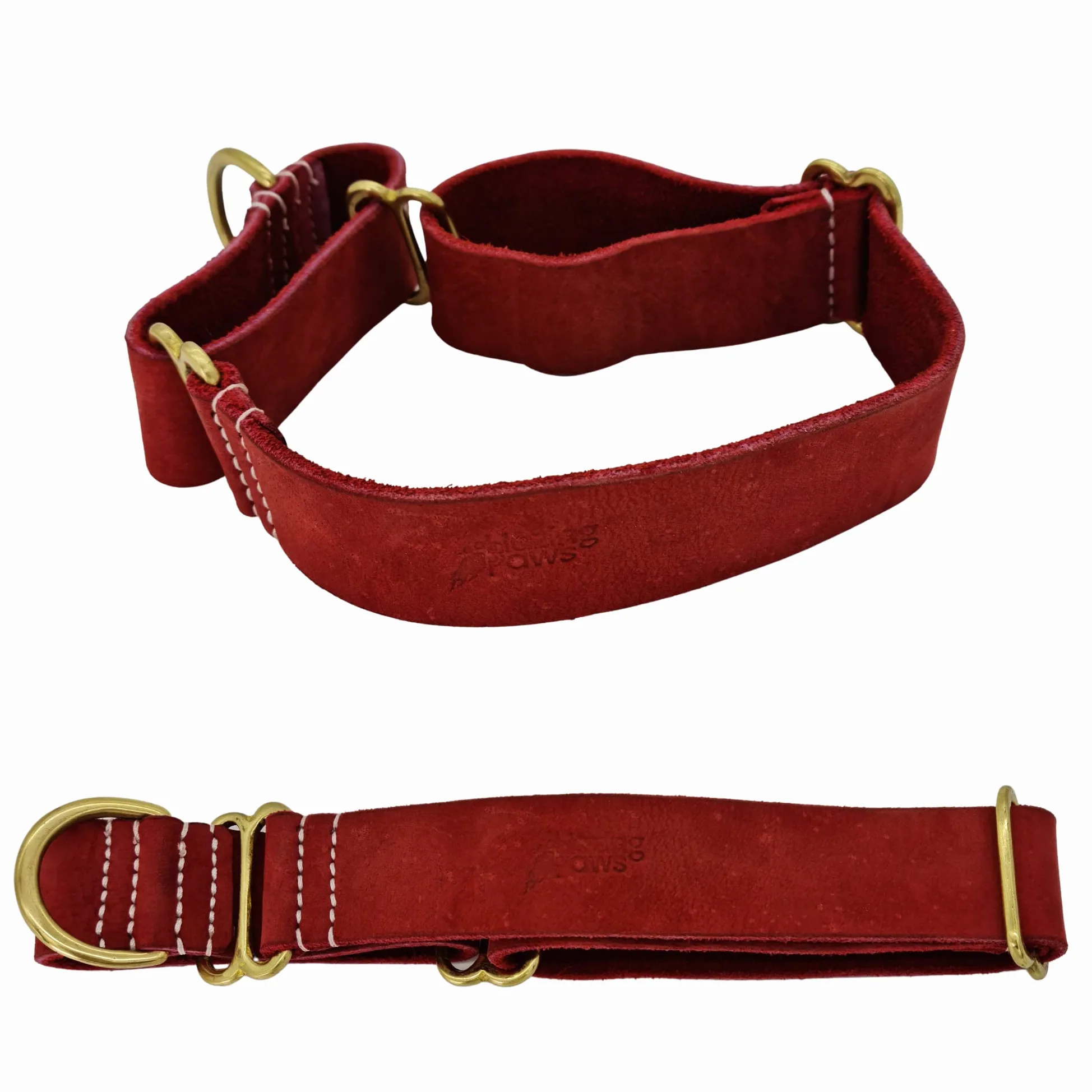 Vibrington Martingale - Collar de cuero para perro, sin cordones, ajustable, para perros grandes XL XXL, 1.5 pulgadas de ancho en tonos coloridos de cuero envejecido grueso (rojo cereza