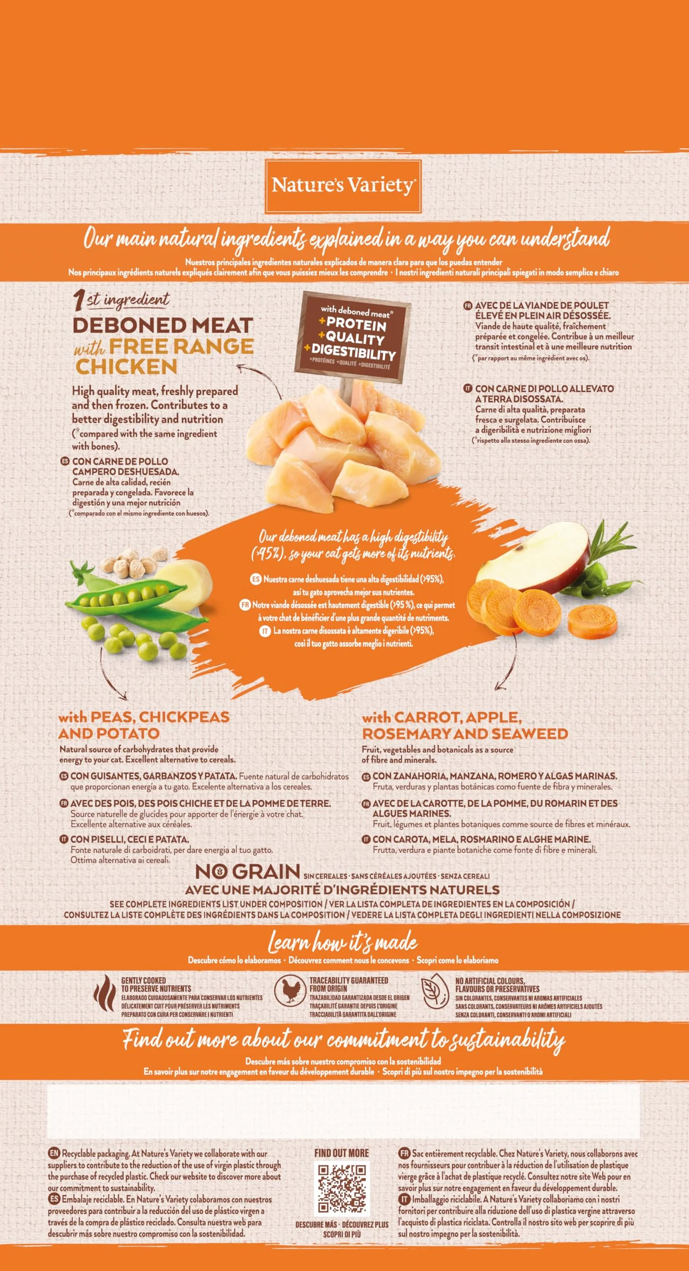 Nature's Variety No Grain Pienso para Gatos Kitten con Pollo - 1,25kg
