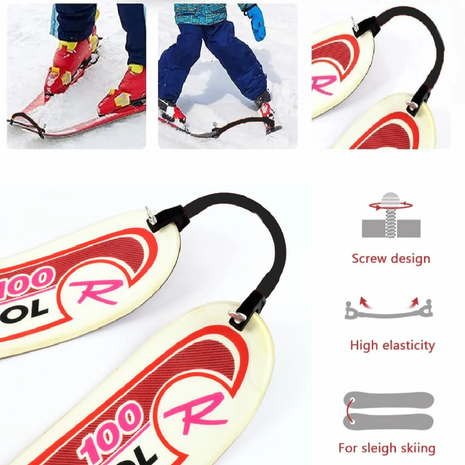 Entrenador de Conector de Punta de Esquí y Snowboard para Principiantes, Ayuda a Controlar la Velocidad (Negro)