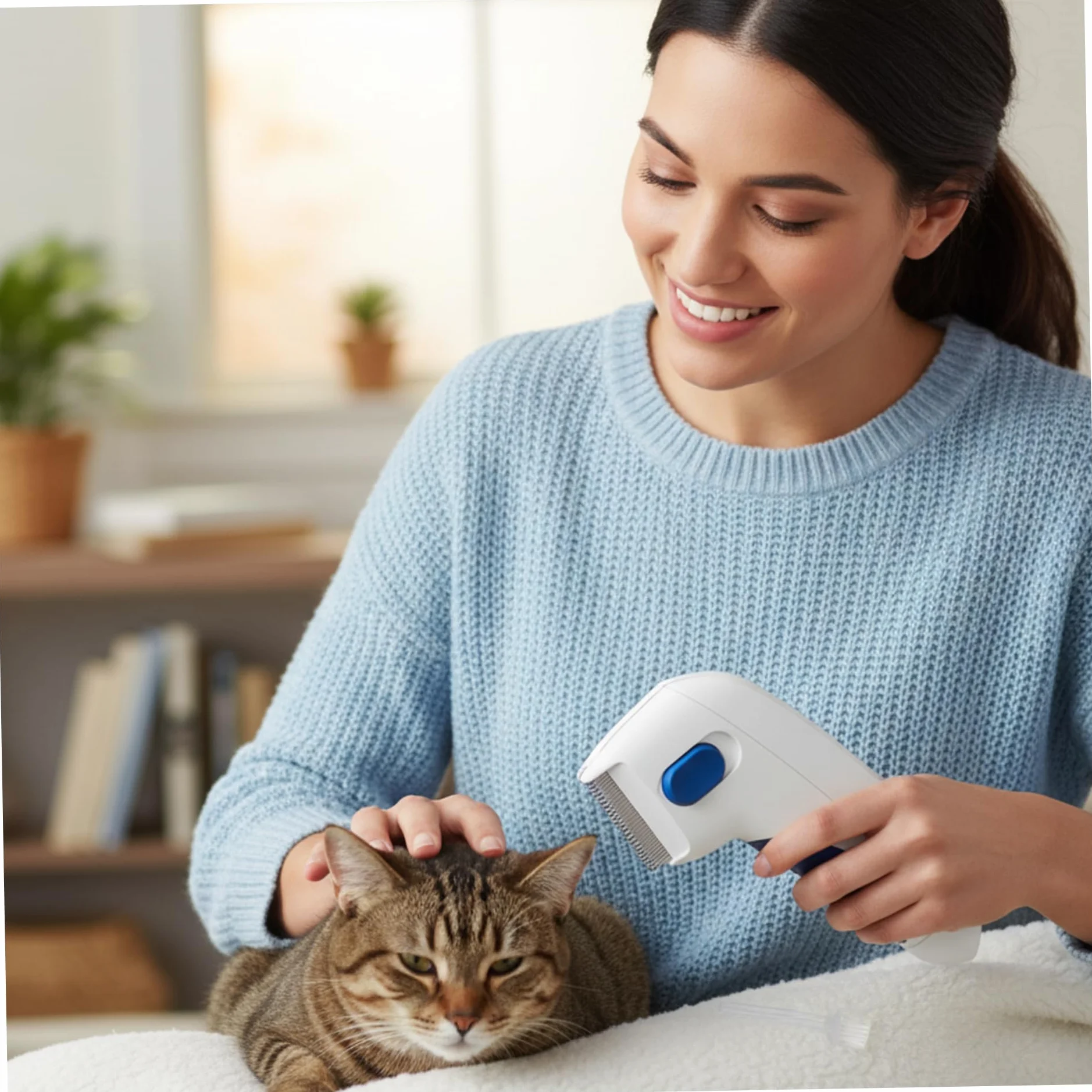 Peine antipulgas eléctrico para gatos y perros, cepillo antipulgas suave y cargado, limpiador piojos eficaz para mascotas de pelo largo corto, herramienta de aseo segura para el cuidado de m