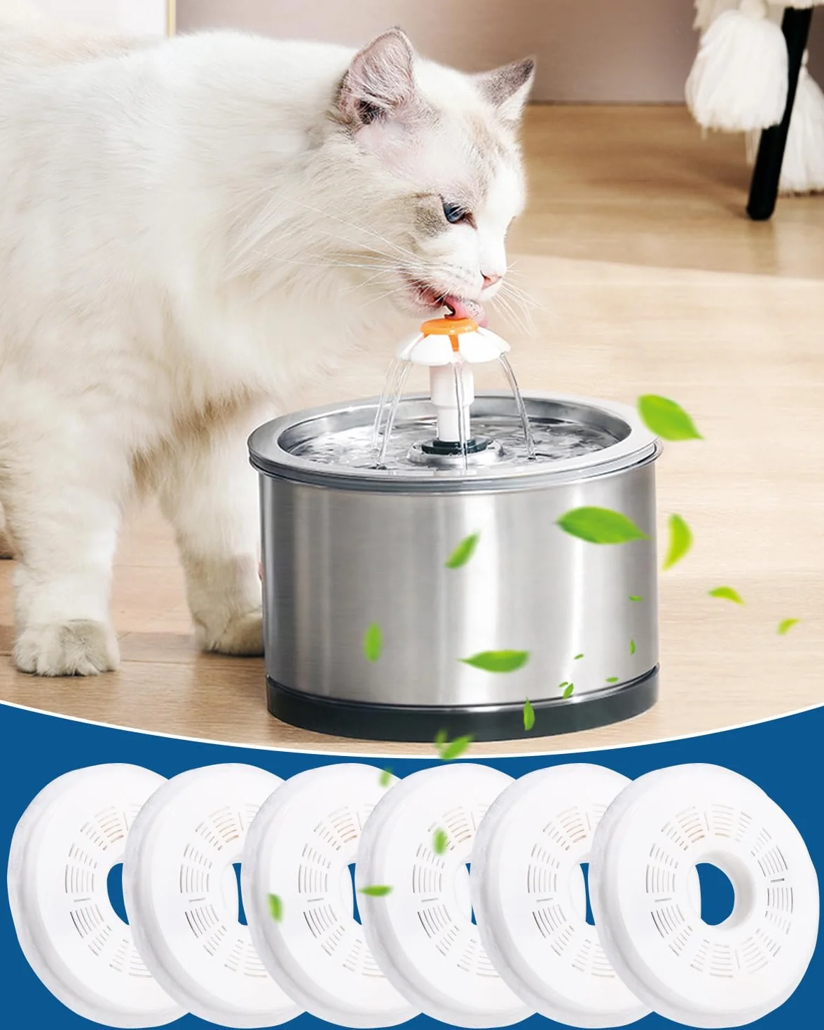 6 Piezas Filtros Fuente Gatos,Filtros Bebedero Gatos Fuente,Filtros de Repuesto de Fuente de Agua para 3L Fuentes de Flores,Fuente para Gatos con Resina y Carbón Activo para perros y gatos