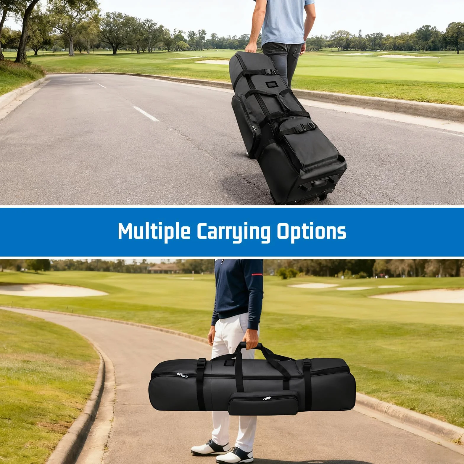 Fundas de Viaje para Golf con Ruedas, Estuche de Vuelo, Tela Oxford 900D Impermeable