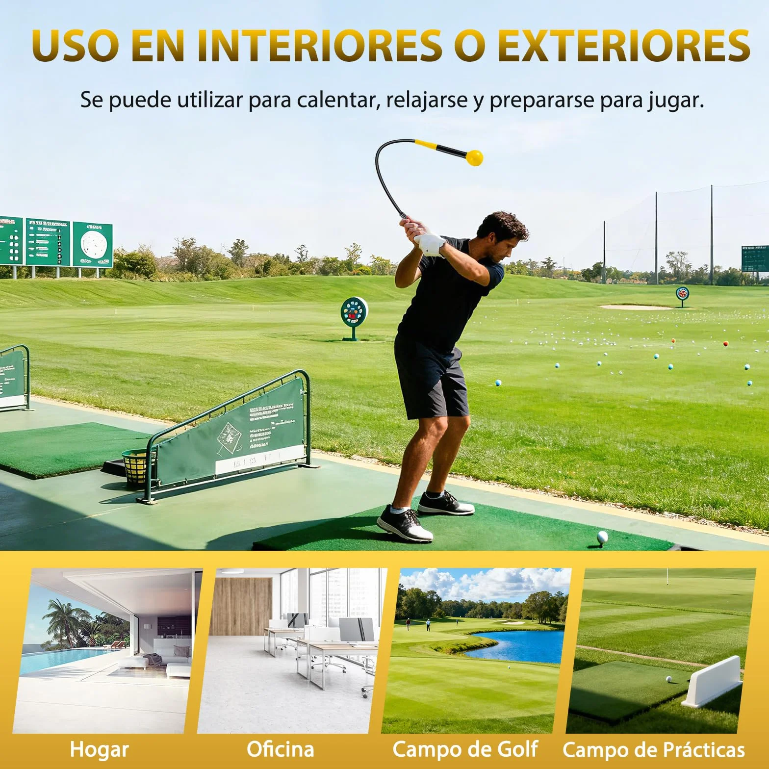 COSTWAY Ayuda para Entrenamiento del Swing de Golf, Palo de Práctica con Cabeza Pesada