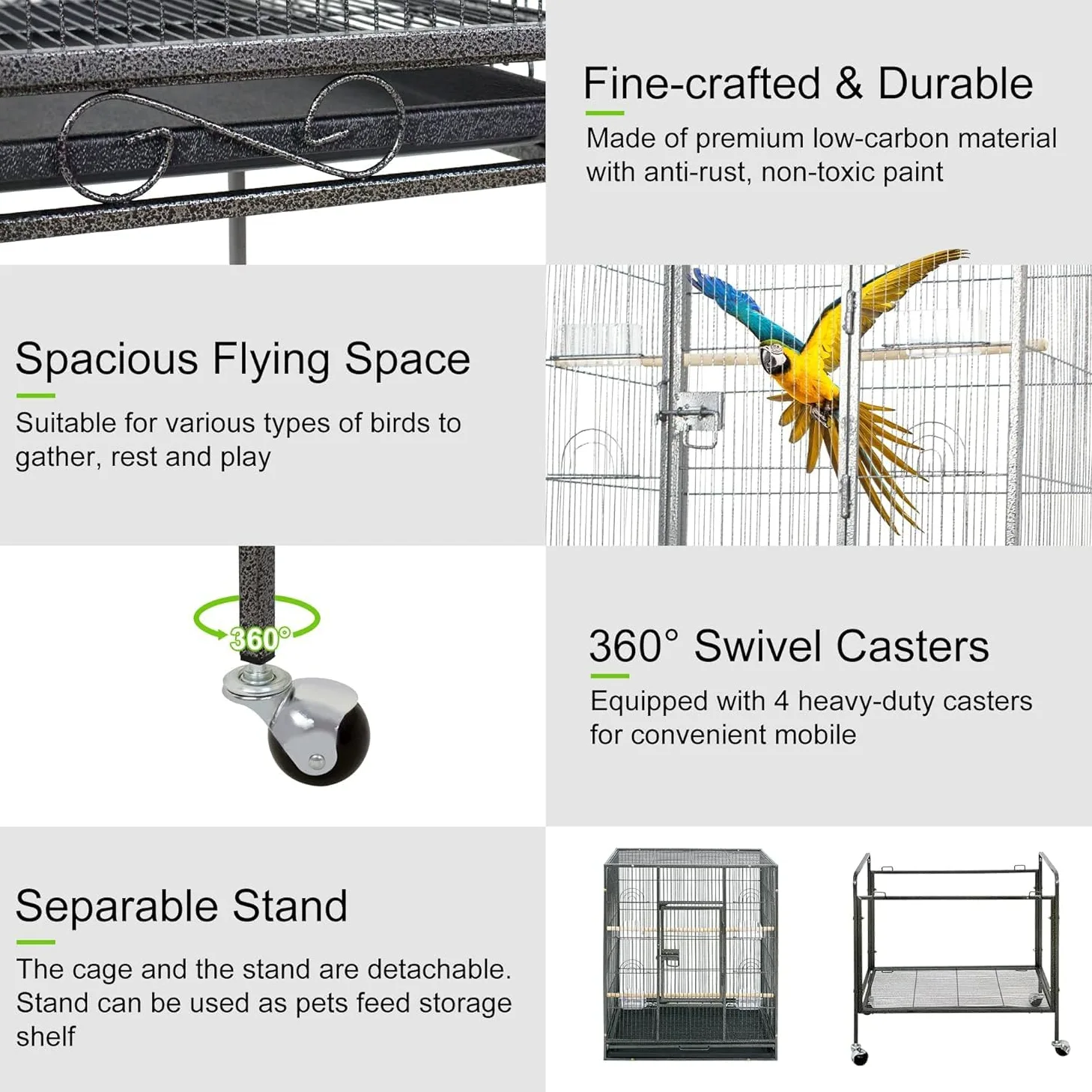 Jaula para Pájaros, Transportín Versátil para El Hogar Y Los Viajes. Accesorios Ideales para Cacatúas, Loros, Periquitos, Cotorras, Cotorras, Palomas Y Otras Aves Pequeñas Y Medianas.