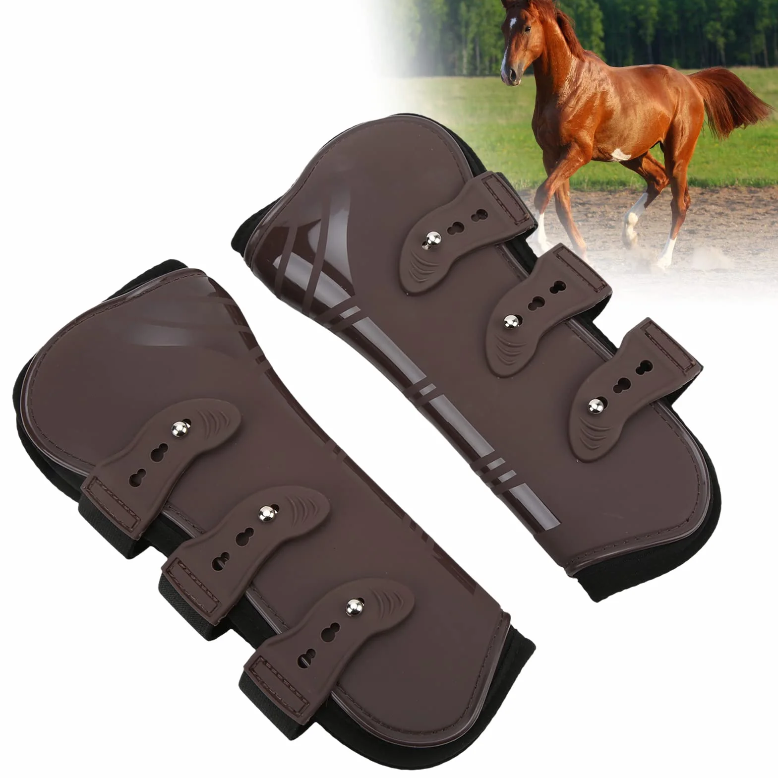 Cyrank 2 Botas Protectoras para Tendón De Caballo, Botas para Caballos, Patas Delanteras, Botas De Soporte para Patas Delanteras De Caballo, Entrenamiento De Resistencia (L)