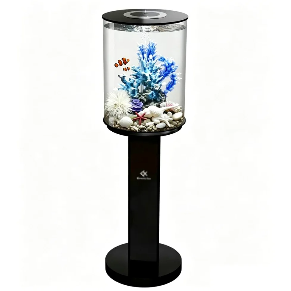 Acuario acrílico de 6 galones (blanco/negro) con luz LED tricolor controlada a distancia, kit de micropaisaje, adecuado para pantalla de escritorio (D)