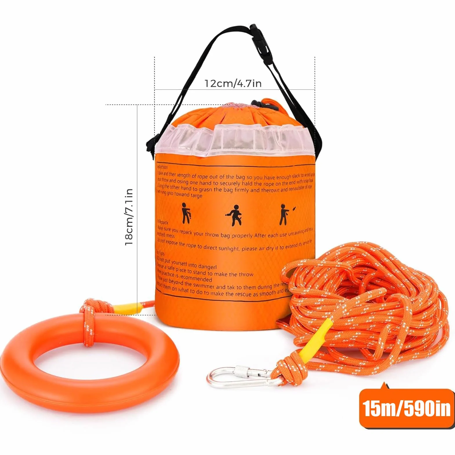 Kit De Cuerda De Rescate Flotador para Kayak 400 kg Dispositivo Flotante Visible para Deportes Acuáticos