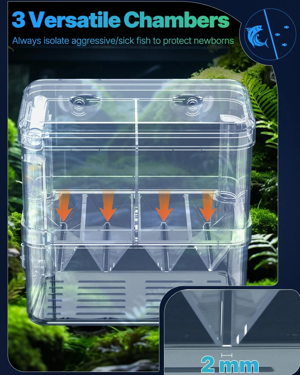 Pawfly Caja de cría para Acuario, Recipiente de plástico Transparente para Peces, incubadora para alevines, camarones, Betta, pez Payaso, Caja de Aislamiento Grande para Peces