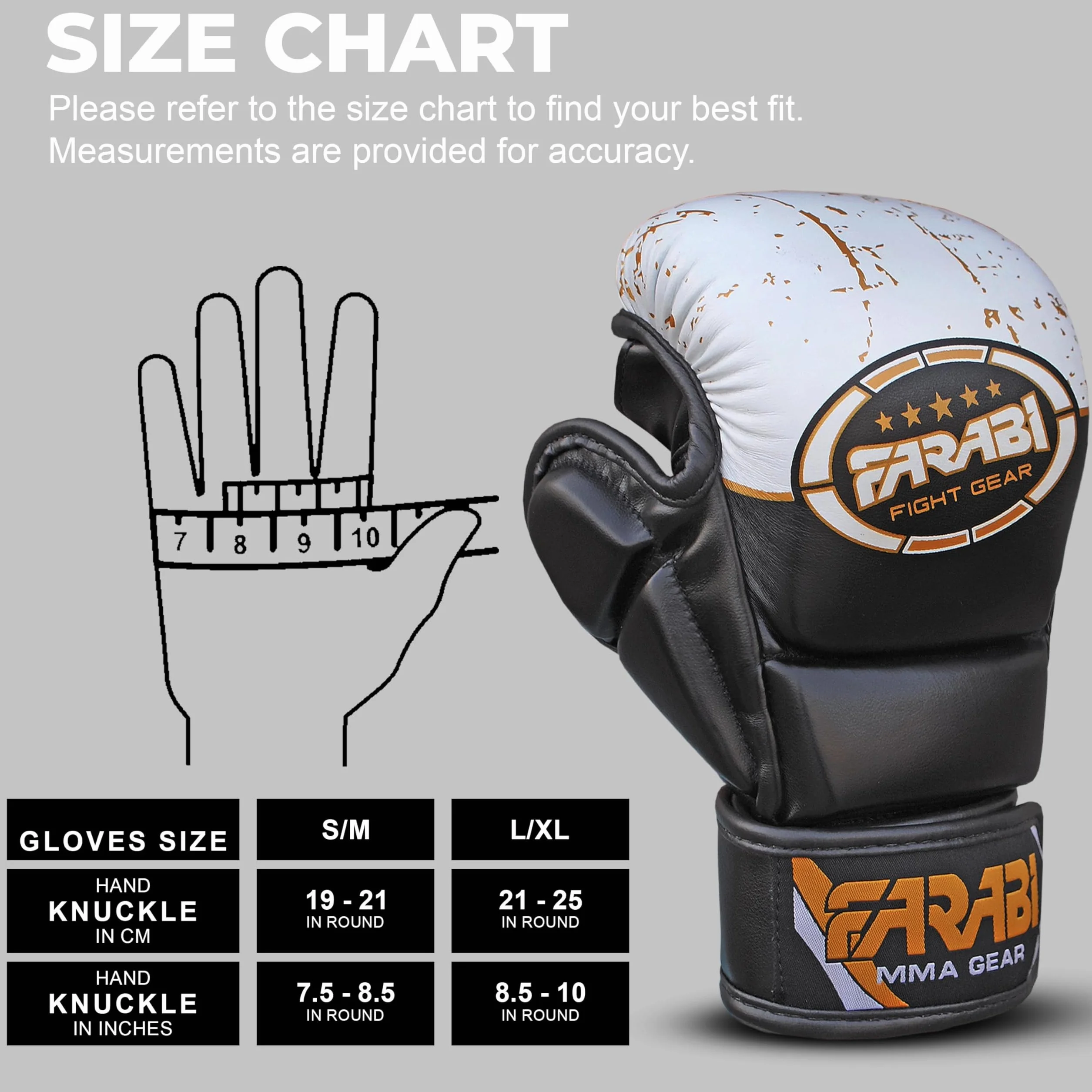 Farabi Sports Guantes MMA con Soporte de Muñeca Ajustable, Palma Abierta para Muay Thai y Entrenamiento