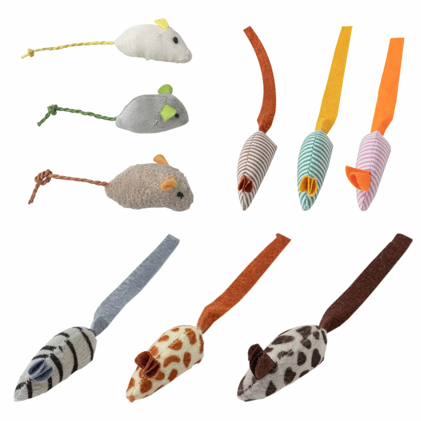 9 Piezas Formadas por Ratón, Juguetes De Peluche Simulados, Juguetes Interiores De Gatos, Suministros De Yeso De Dientes De Gato Y Partos De Gatos.