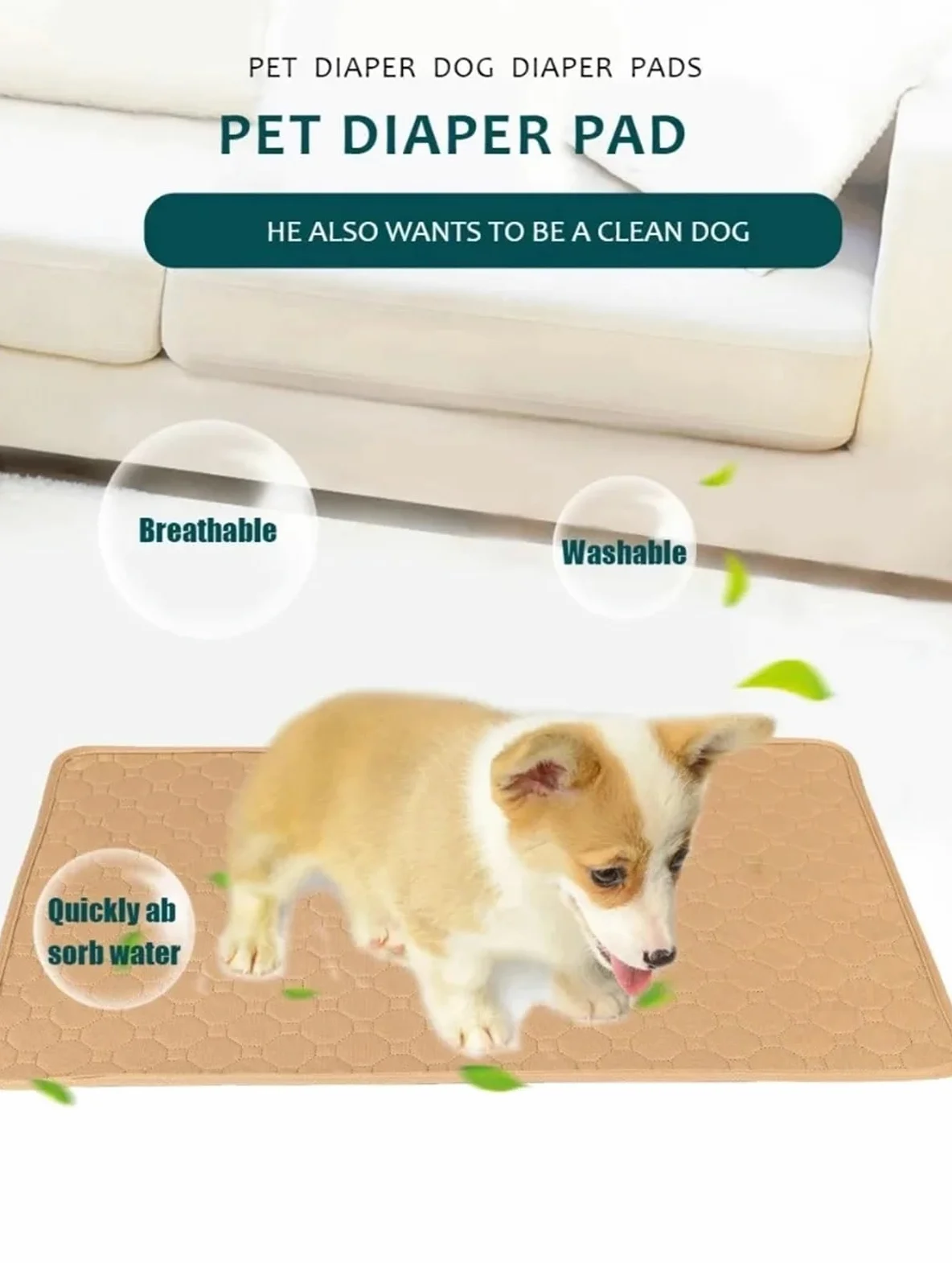 Almohadillas Reutilizables Para Perros Almohadillas for orinar de perros, manta reutilizable, pañal altamente absorbente, almohadilla de adiestramiento de cachorros lavable, cama for mascotas, esteril