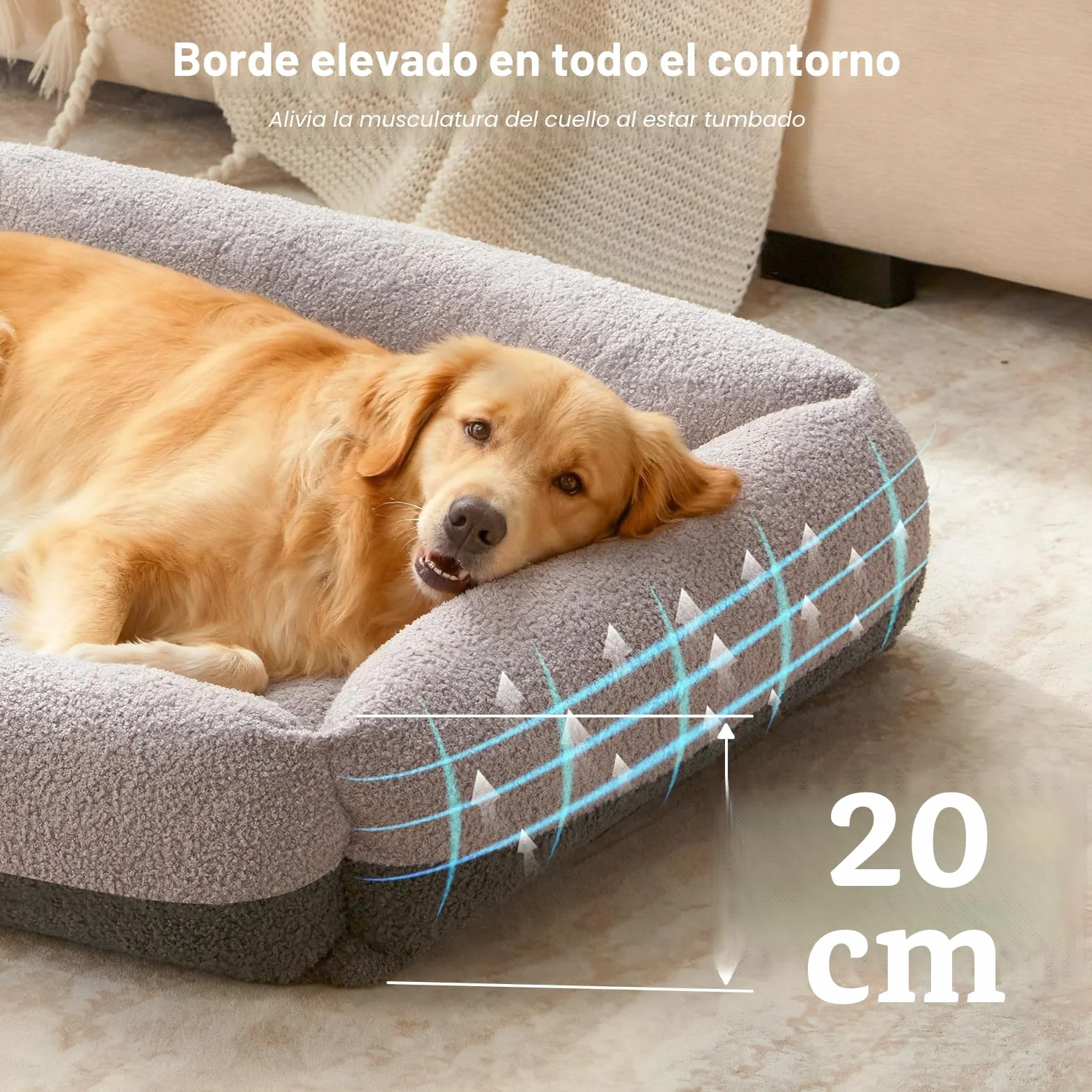 Pawk Cama Perro, Cama Perros Medianos Desmontable Lavable, Cesta para Perros Antideslizante Suave Anti-ansiedad Sofá Perro, 76x61x20cm