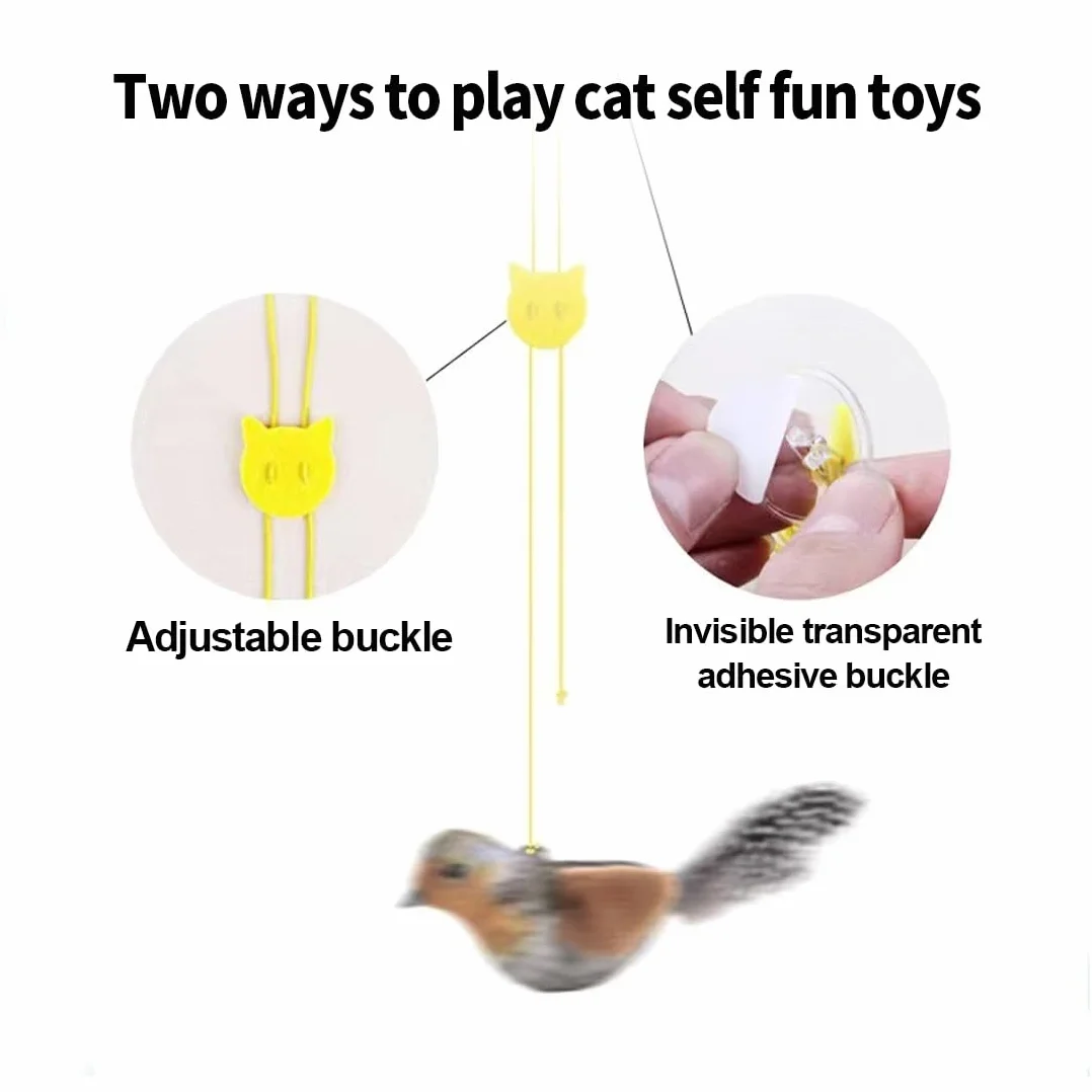 2 unidades juguetes interactivos para gatos, ratones colgantes con plumas y sonido realista, para marco de puerta, sin baterías, cola de ratón con plumas