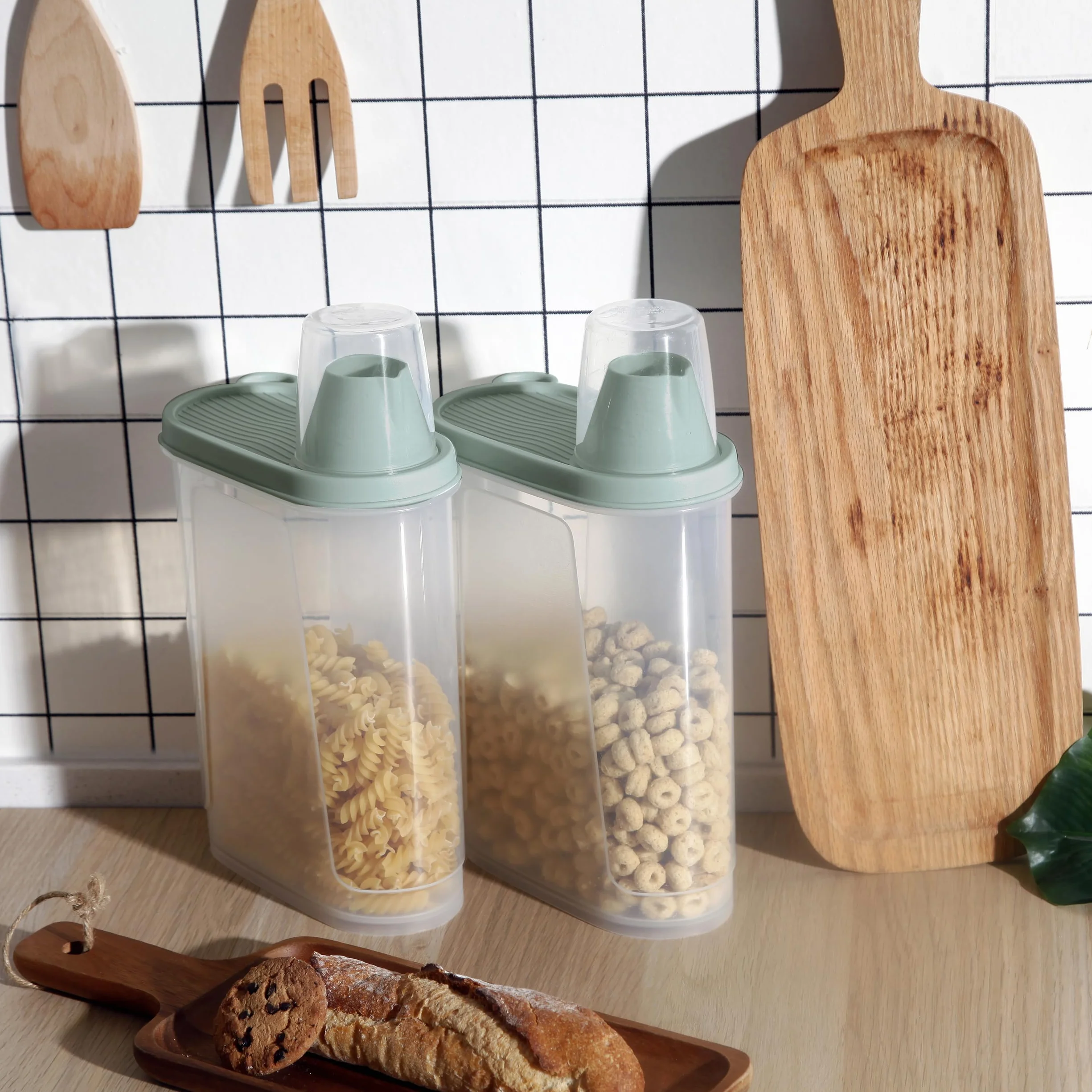 Citylife Juego de 2 recipientes herméticos para comida para perros, 2.3L contenedor de almacenamiento impermeable comida de gatos, vaso medidor pienso, Apto para cereales, comida para mascotas