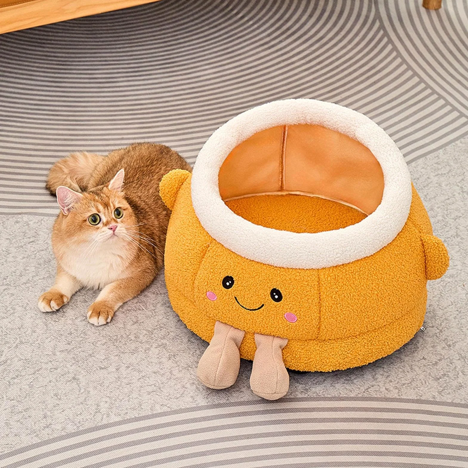 Cama Cerrada Gatos Suministros Para Perros Lindos Y De Naranja Cálido | Cama Cueva Para Gatos Para Exteriores Invierno Viaje Coche Camping Escritorio Mesilla Ventana Sillón Sofá Habitación