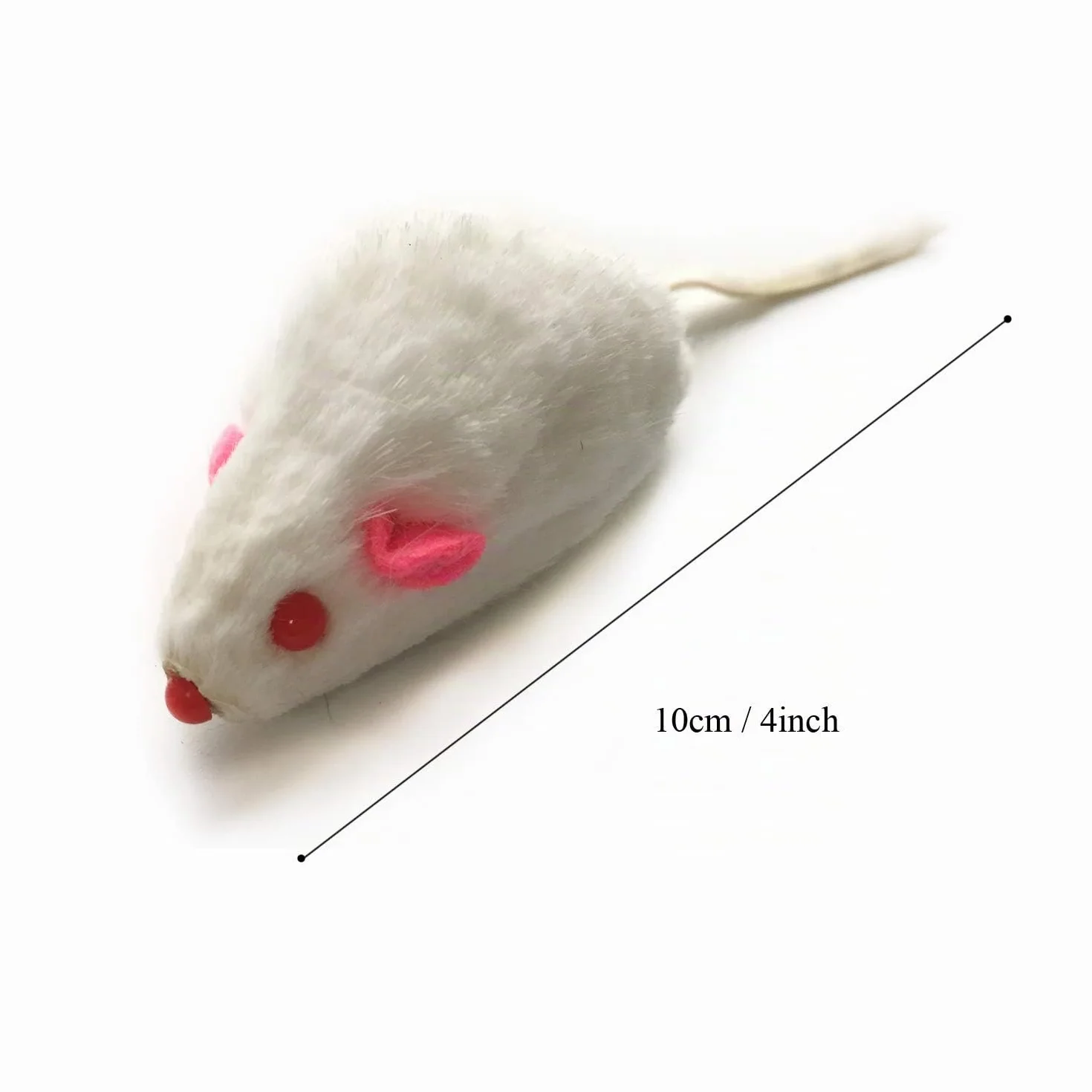 QUOZUO Juguetes de ratón para gatos, juguetes peludos para mascotas con sonajeros para gatitos, 16 piezas, blanco y negro