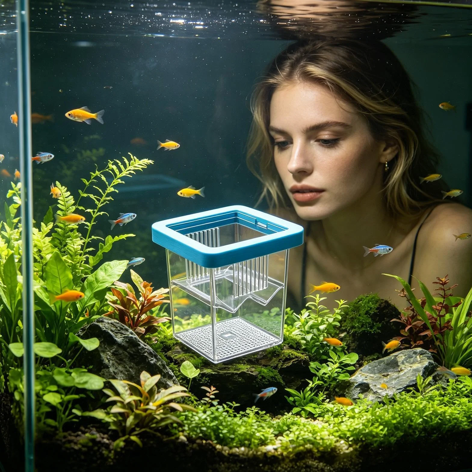 de Cría para Acuario,Incubadora Flotante pequeña acrílica para eclosión,Criadero de Peces - para Incubación Cuarentena Criadero Guppy Camarón Tortuga Agua Marina Hogar Oficina